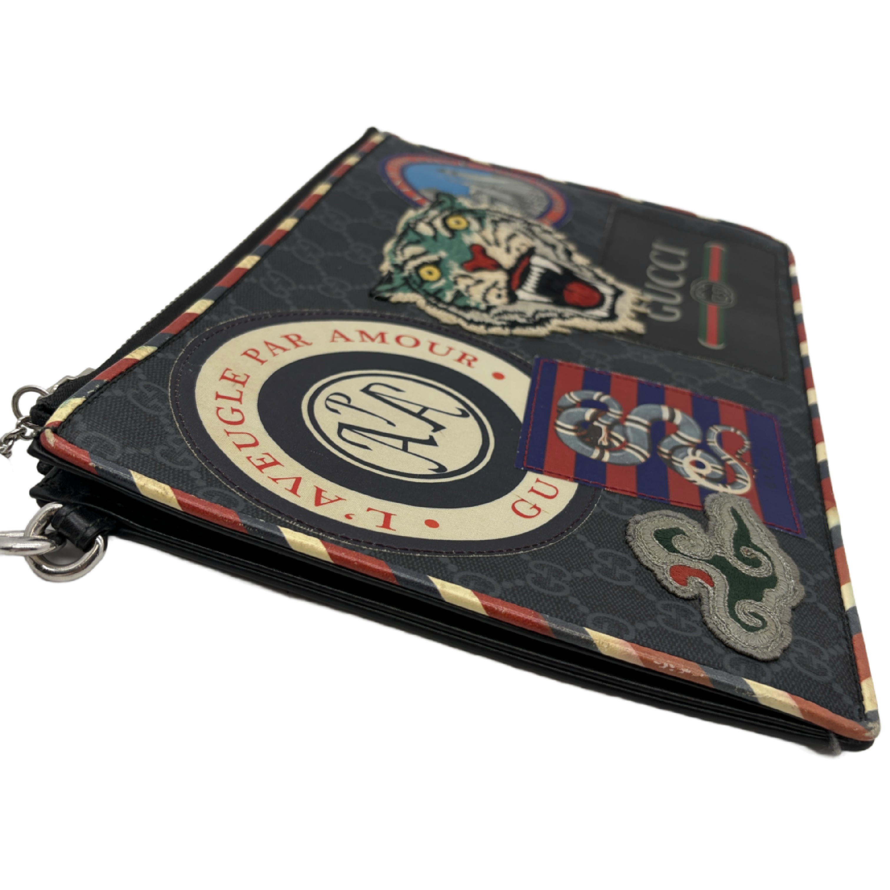 Courier GG Supreme Tiger Patch Clutch Bag — view 3