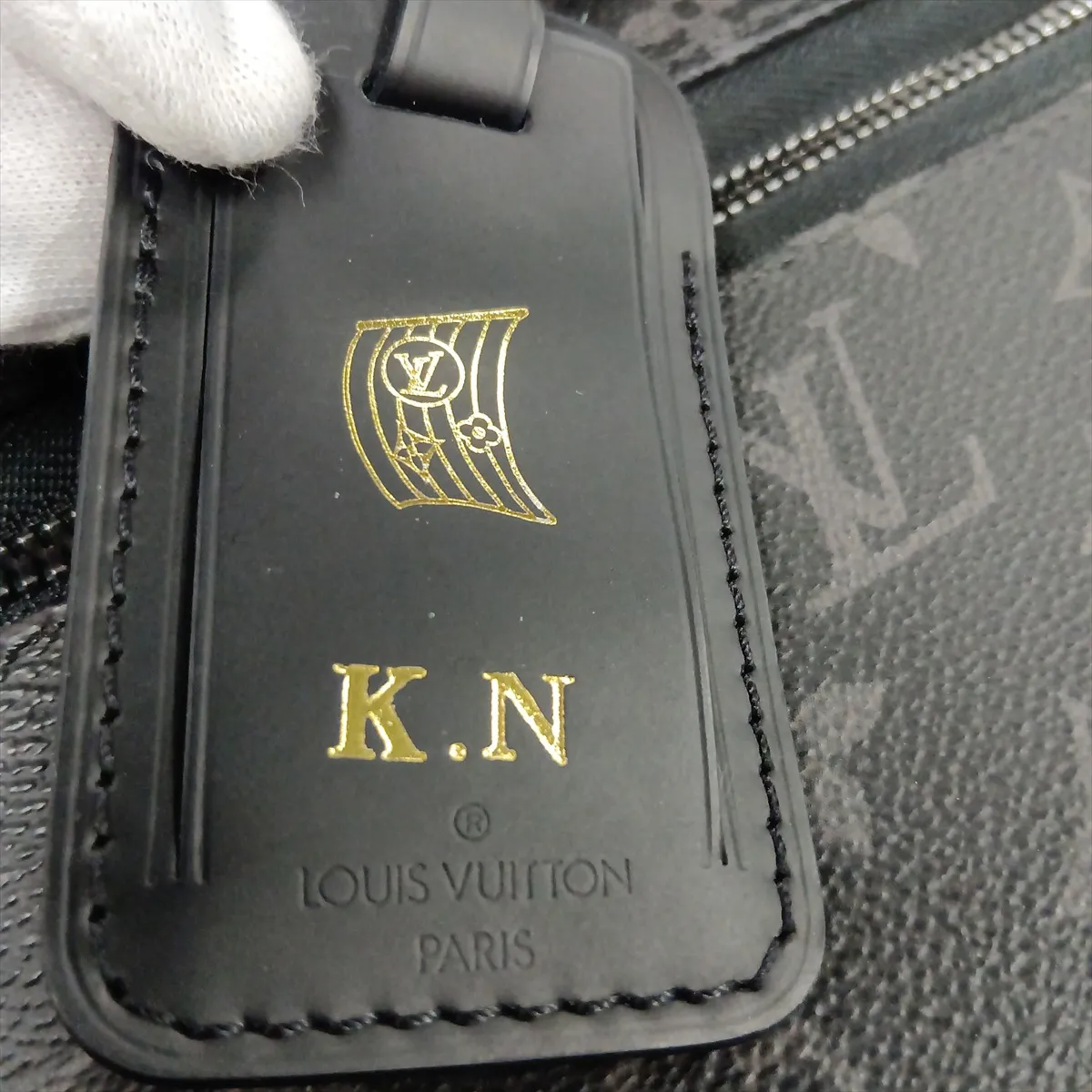 [Individually packaged] Louis Vuitton Monogram Eclipse Horizon 55 M23002 Black with initials, RFID responsive, PIN code 901 — view 14