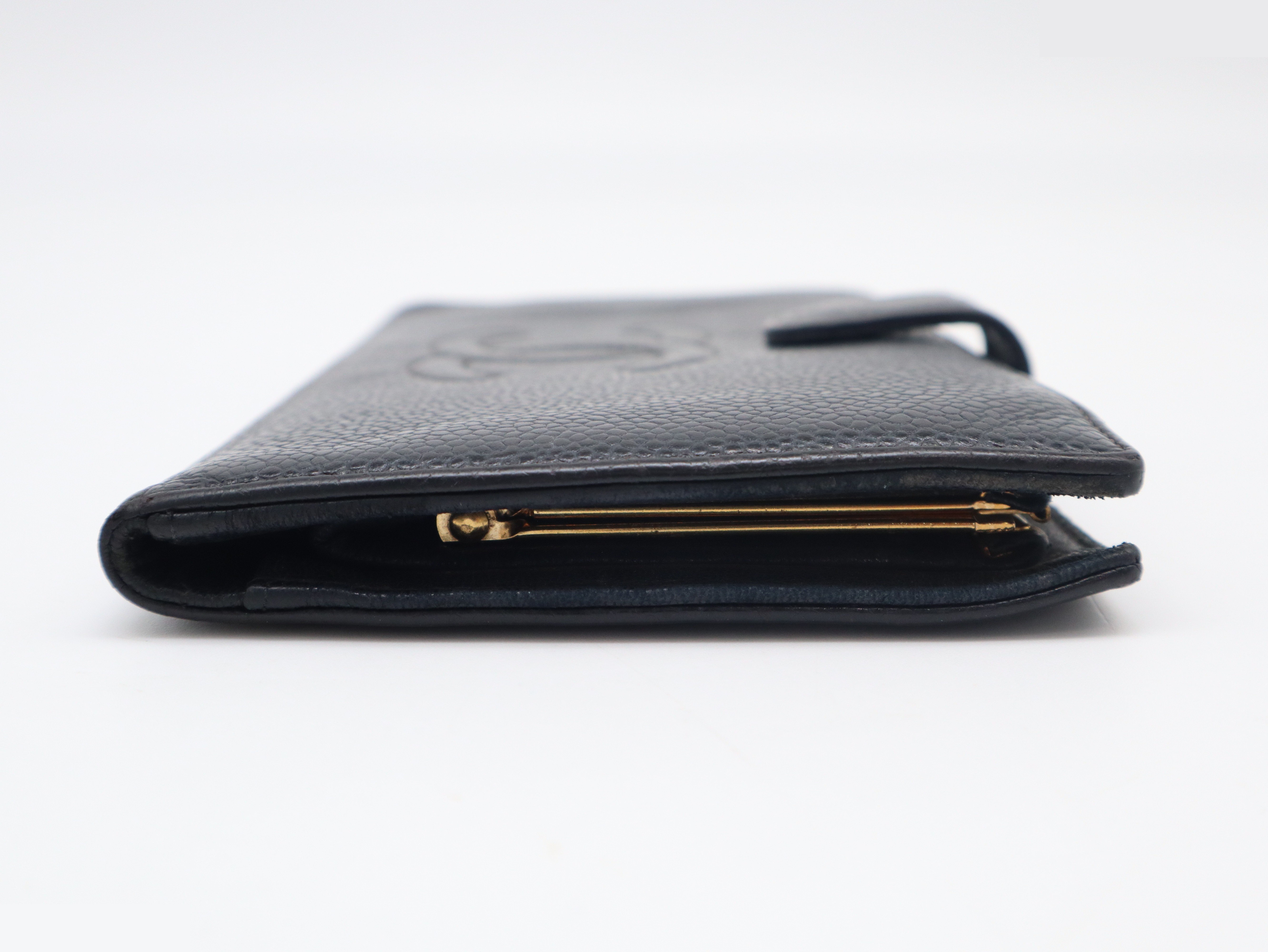 Caviar leather bi-fold wallet with Coco Mark, black — view 6