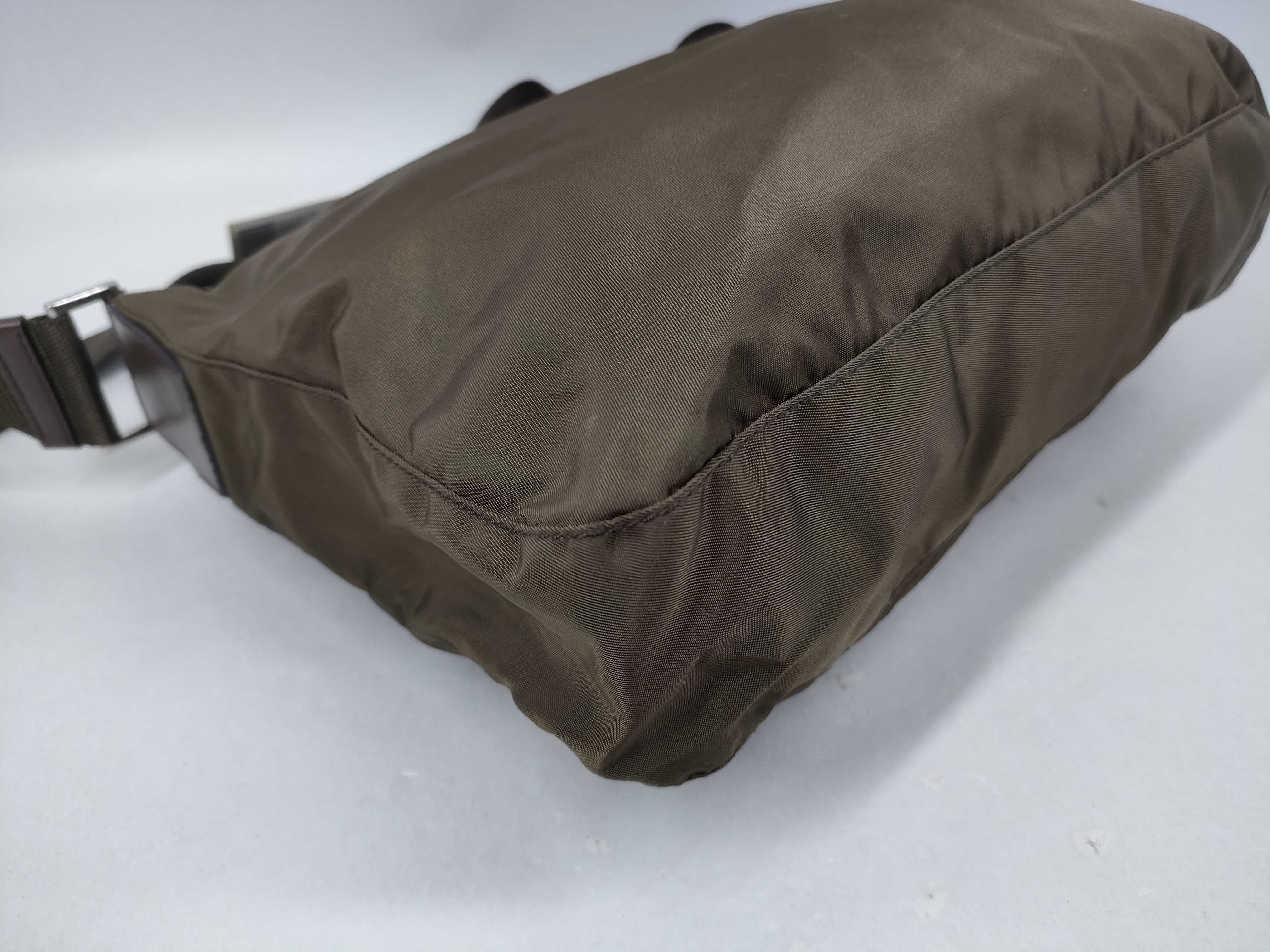 Nylon Shoulder Bag, Khaki — view 4