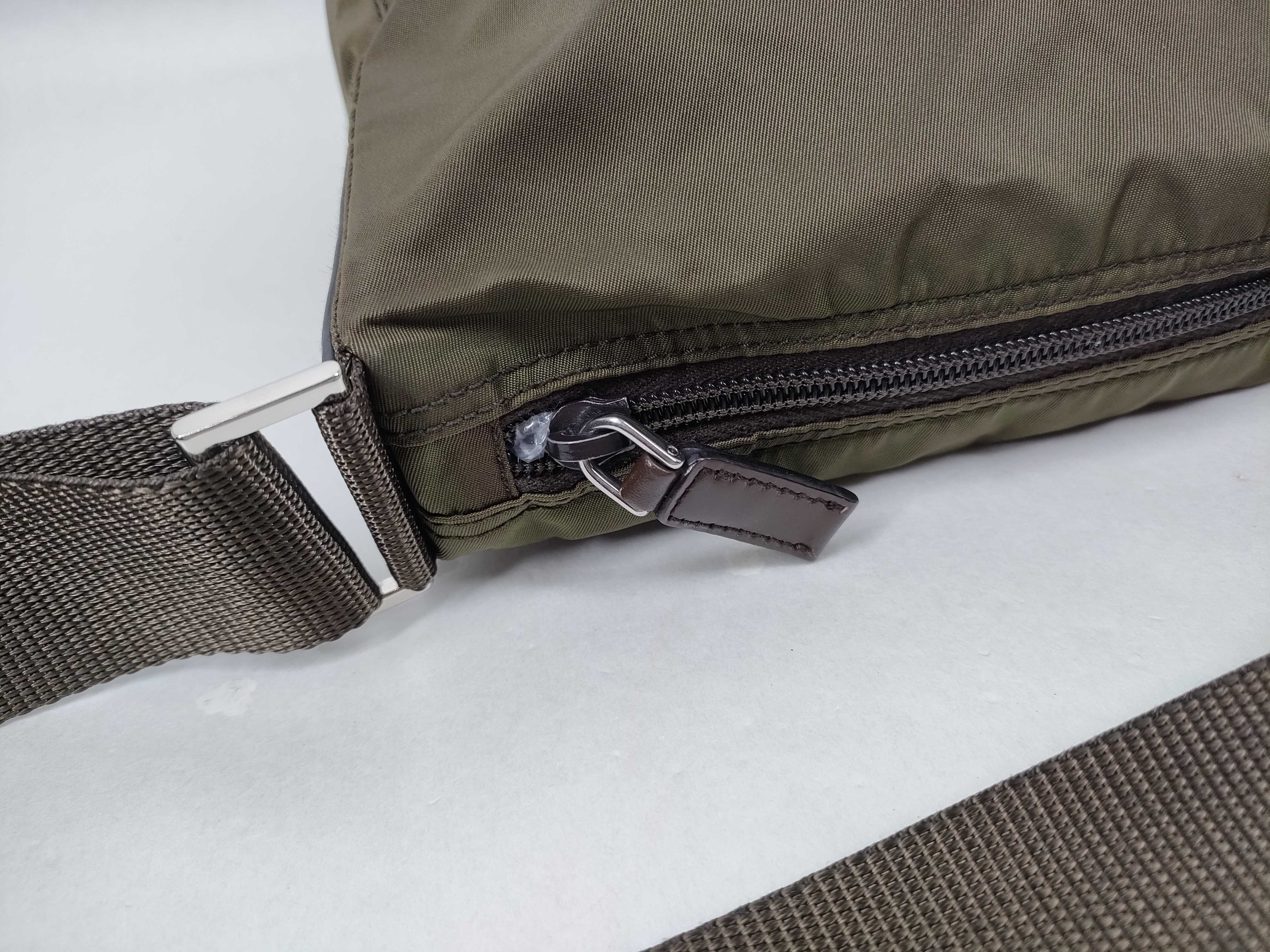 Nylon Shoulder Bag, Khaki — view 9