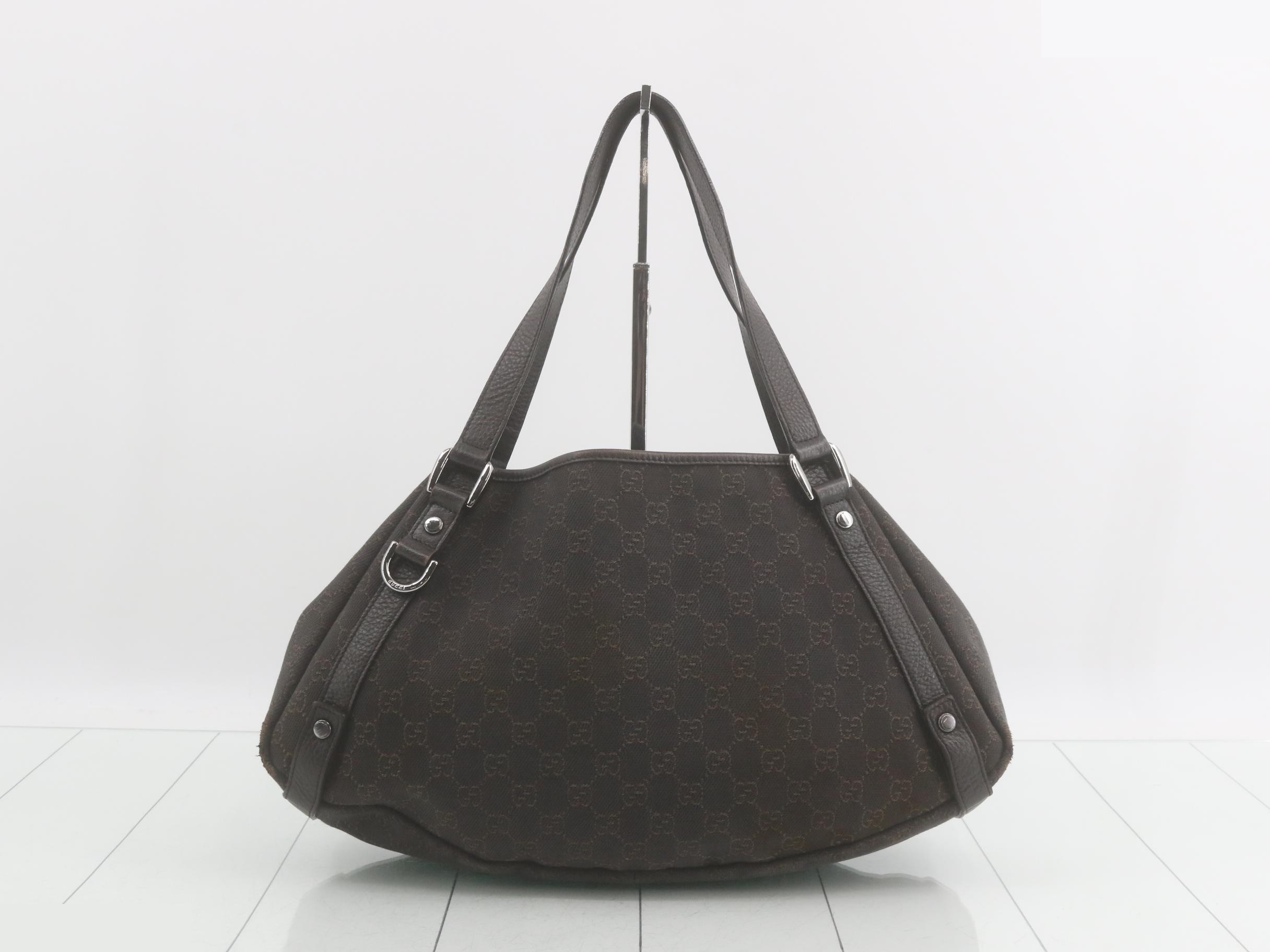 Abbey GG Canvas Leather Semi-Shoulder Bag, Dark Brown — view 2