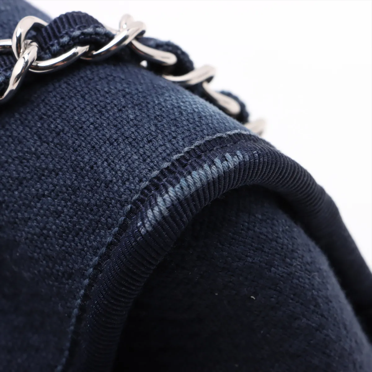 Deauville Canvas x Leather 2WAY Handbag Navy Silver Hardware CEHHA56A Random Plate — view 12