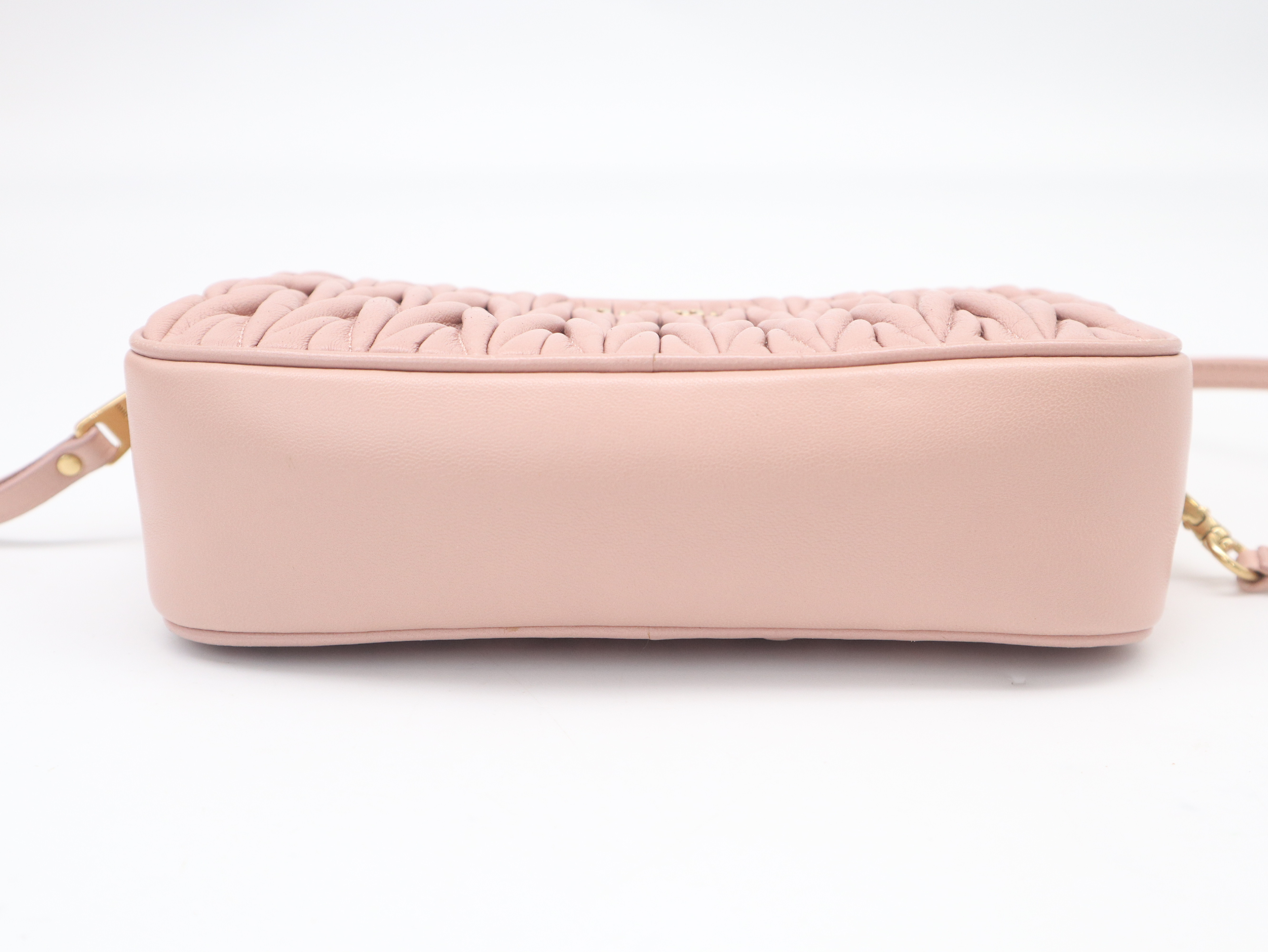 5NF011 Matelassé Leather Pink Shoulder Bag with Box — view 5
