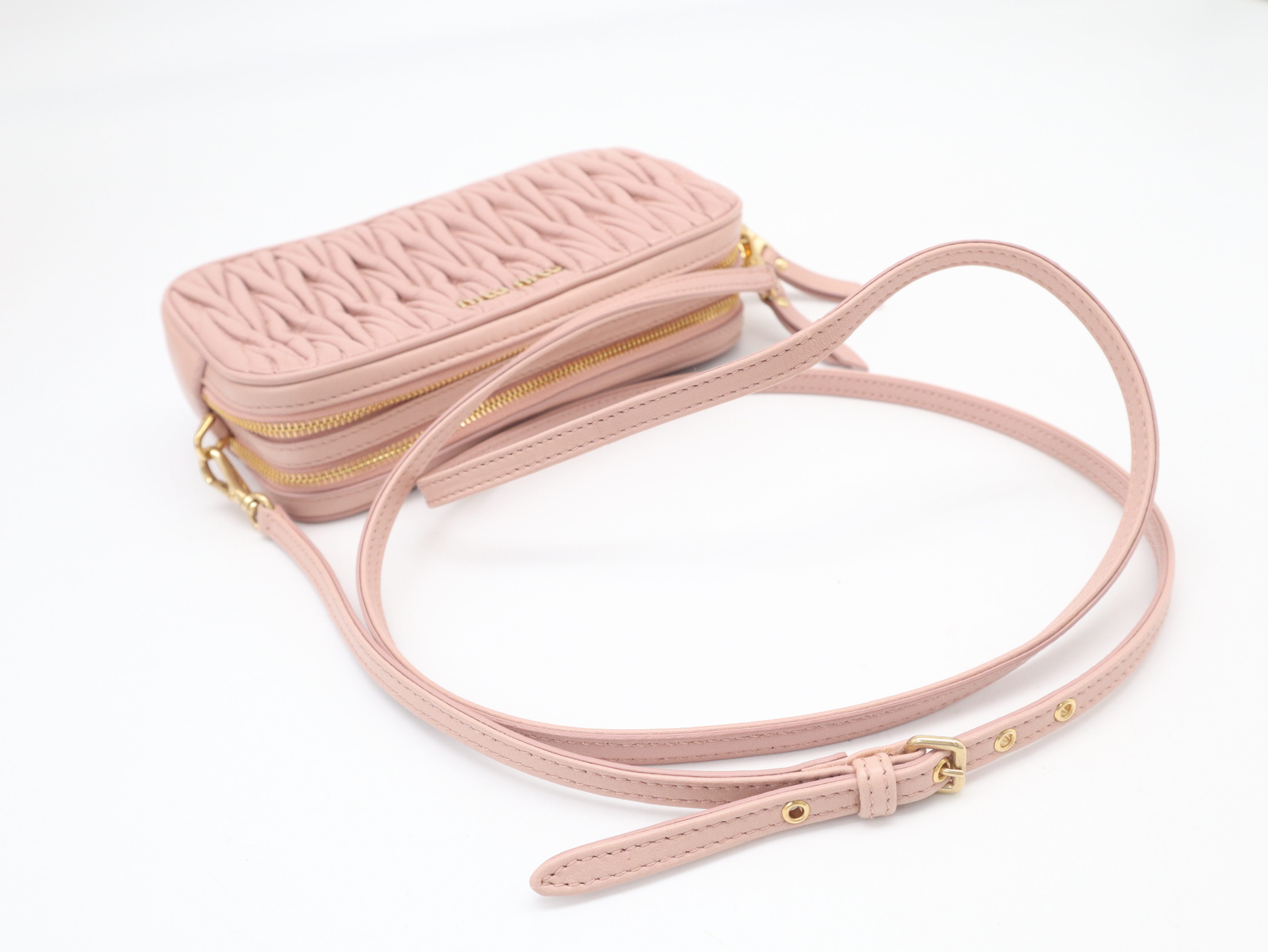 5NF011 Matelassé Leather Pink Shoulder Bag with Box — view 6