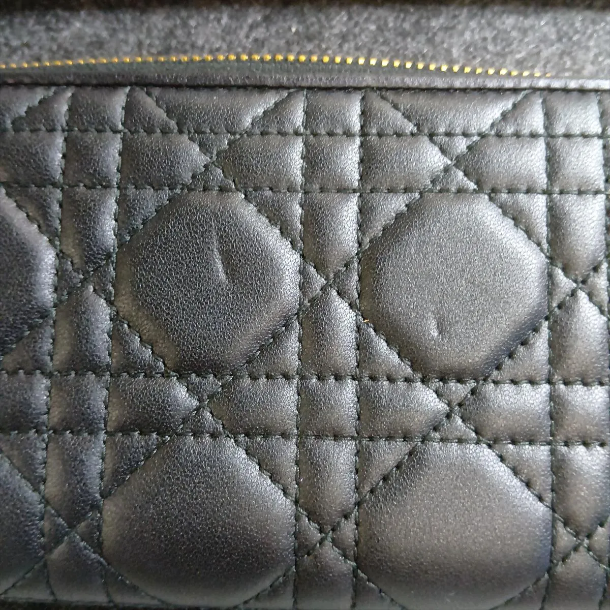 Lady Dior Cannage Leather Round Zip Wallet, Black — view 14