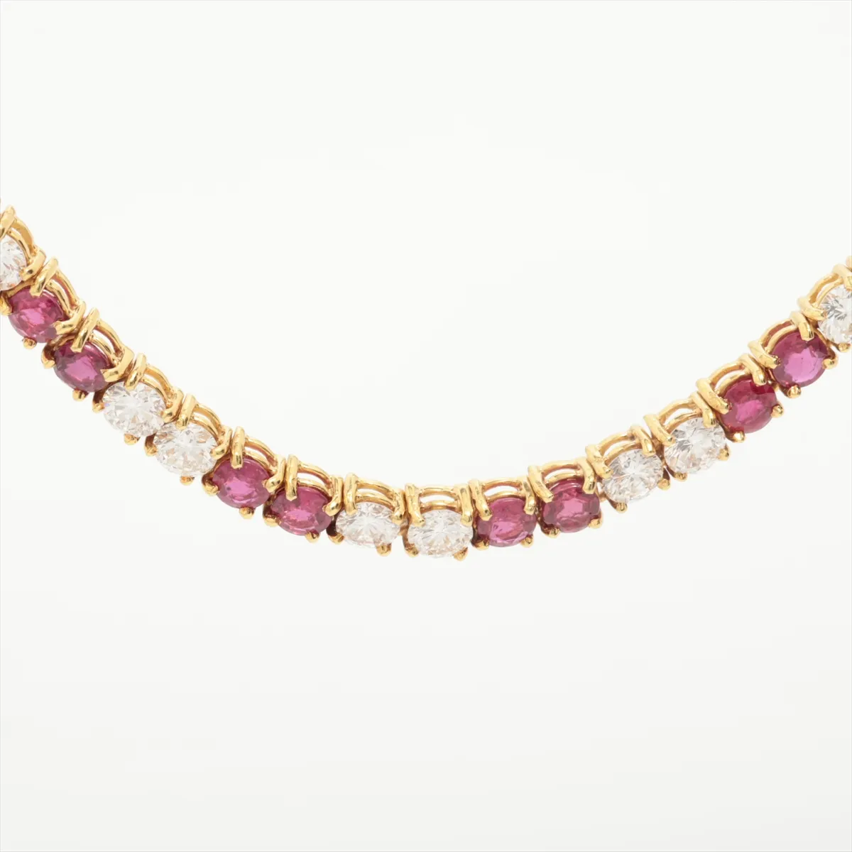 Ruby and Diamond Necklace, 750 (YG) x 18K (YG), 31.0g. Serial number unknown. Stone chipped, — view 2