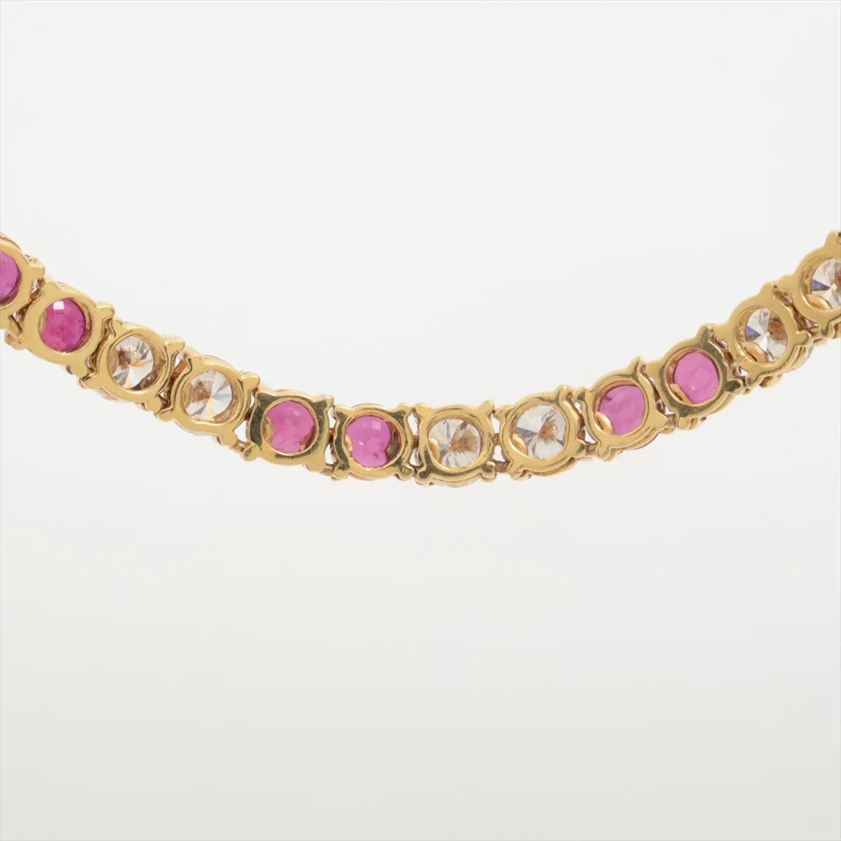 Ruby and Diamond Necklace, 750 (YG) x 18K (YG), 31.0g. Serial number unknown. Stone chipped, — view 3