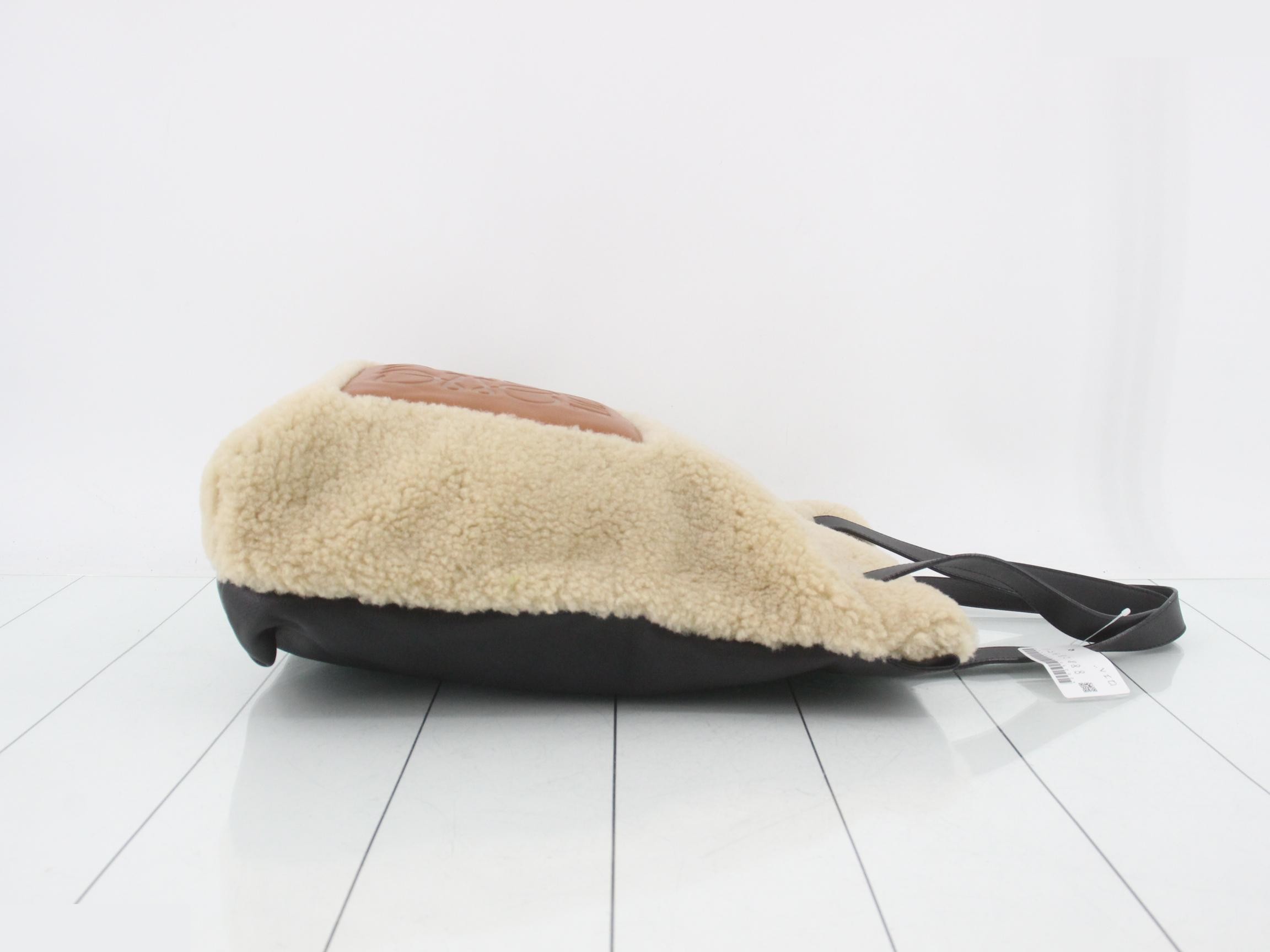 Anagram Shearling Leather Tote Bag — view 3