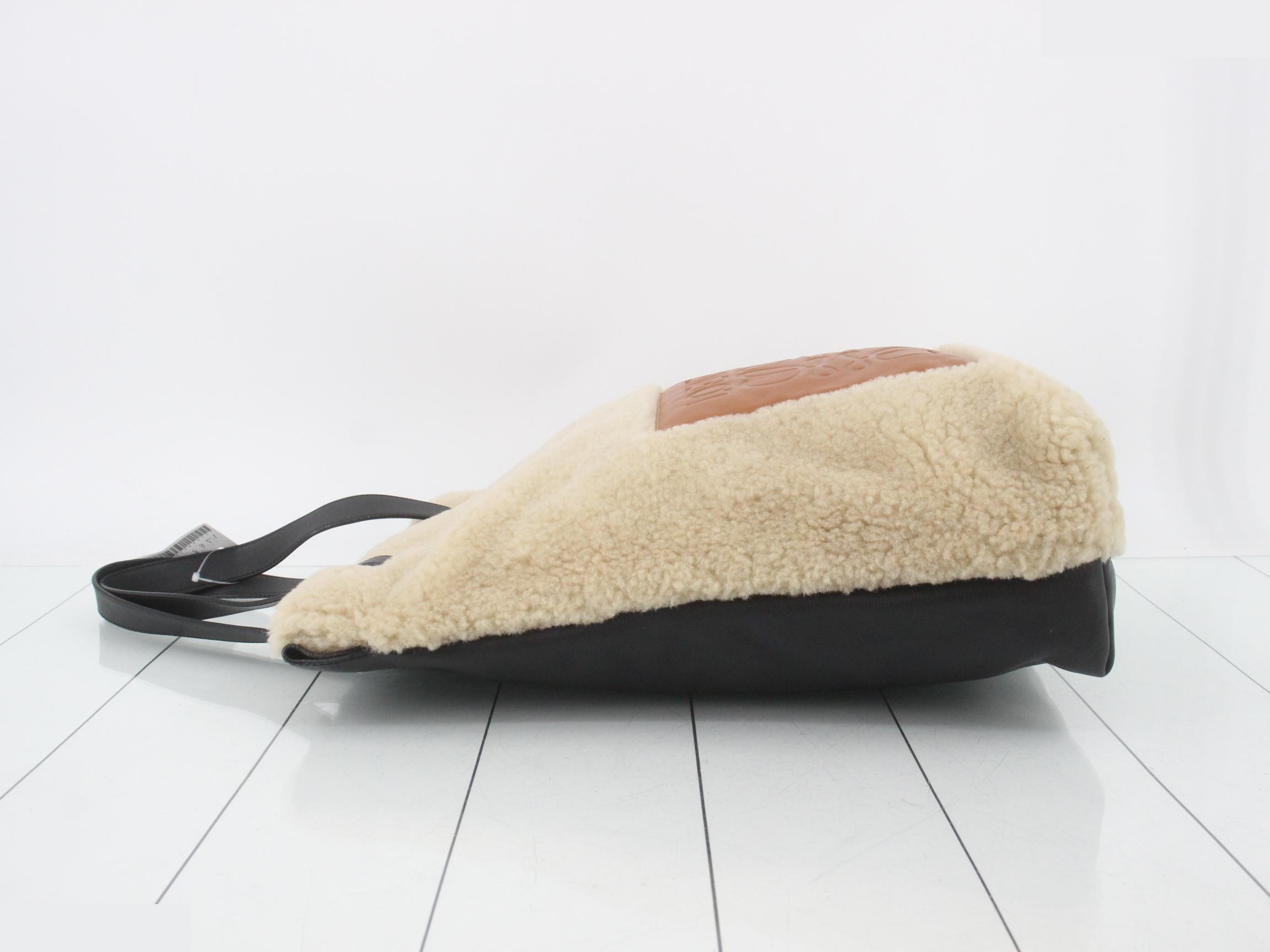 Anagram Shearling Leather Tote Bag — view 4