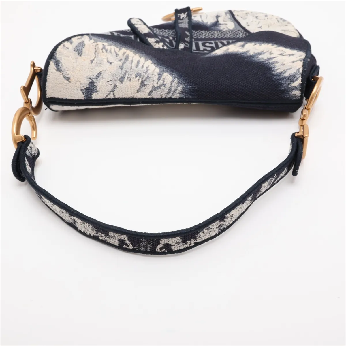 Saddle Canvas x Leather 2-Way Handbag, Navy — view 5