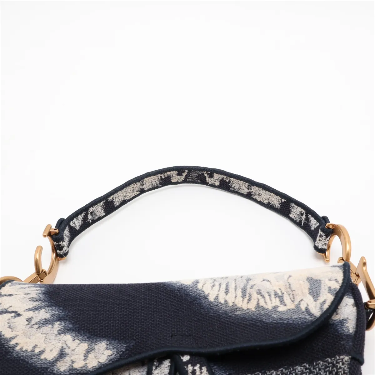 Saddle Canvas x Leather 2-Way Handbag, Navy — view 6