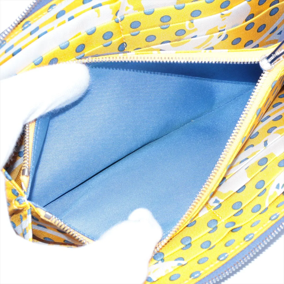 Azap Long Silk-in Vaux Epson Round Zip Wallet Blue Silver Hardware C:2018 — view 8