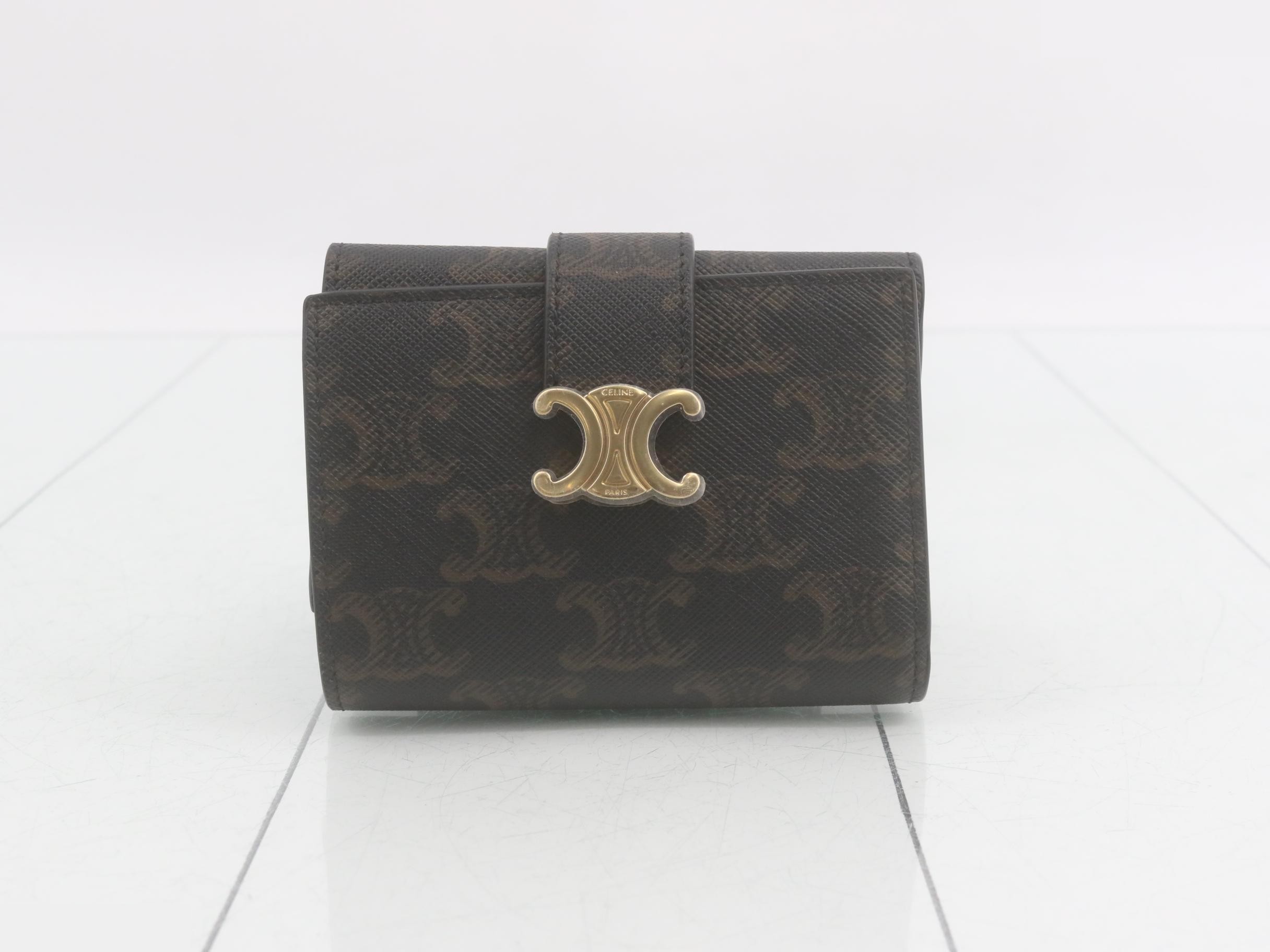 Triomphe Compact Wallet, with protective seal, unused, black/brown