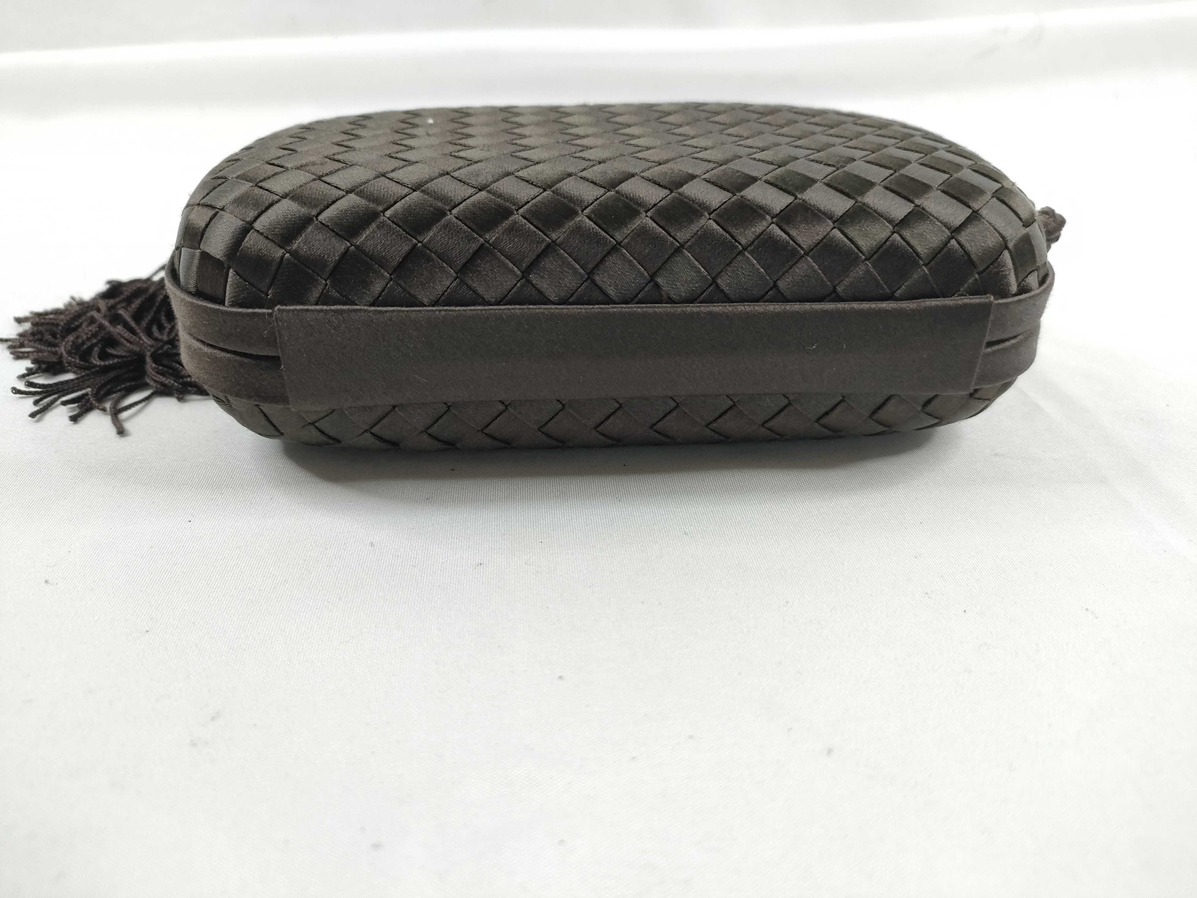 Intrecciato Clutch Bag with Fringe and Crystals, Brown Tones — view 4