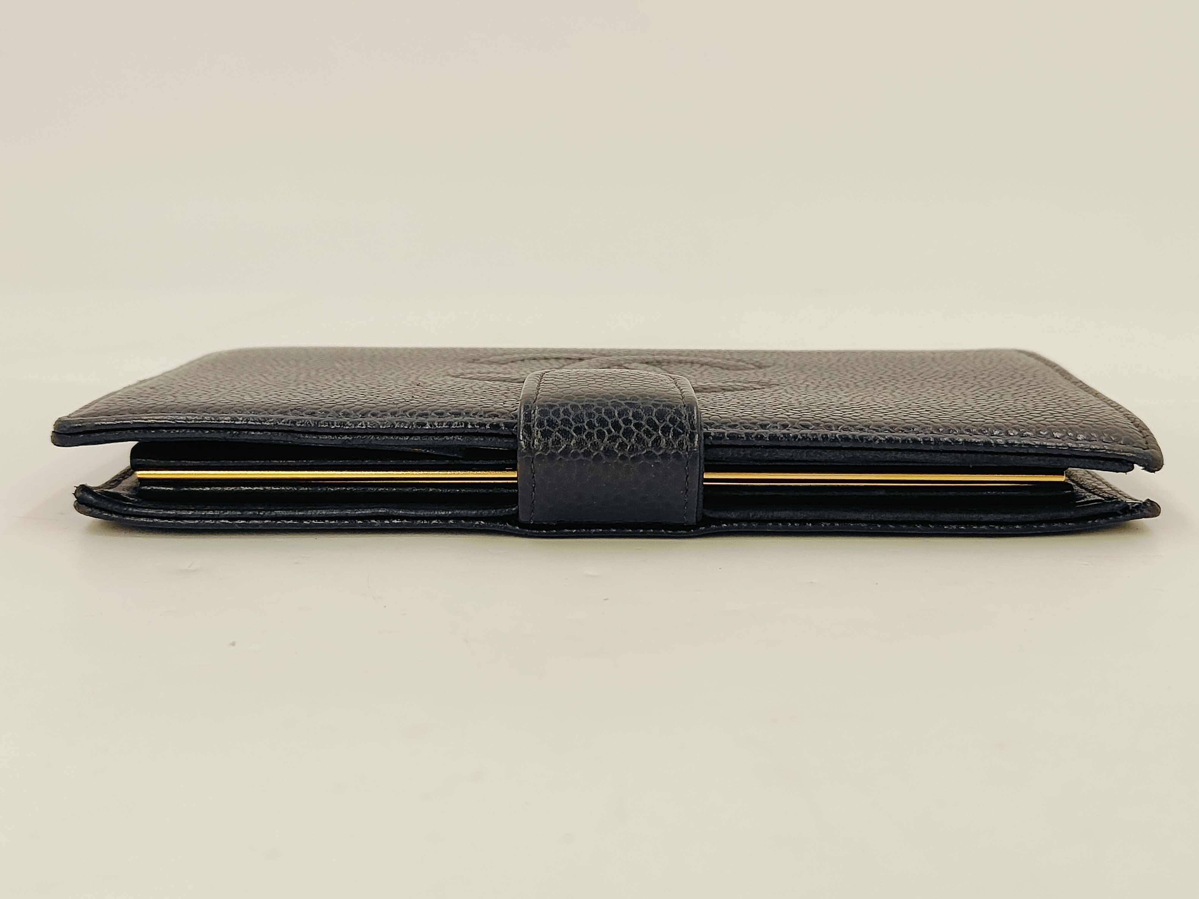 Caviar Leather Bi-fold Wallet, Black, Seal 6558293 — view 5