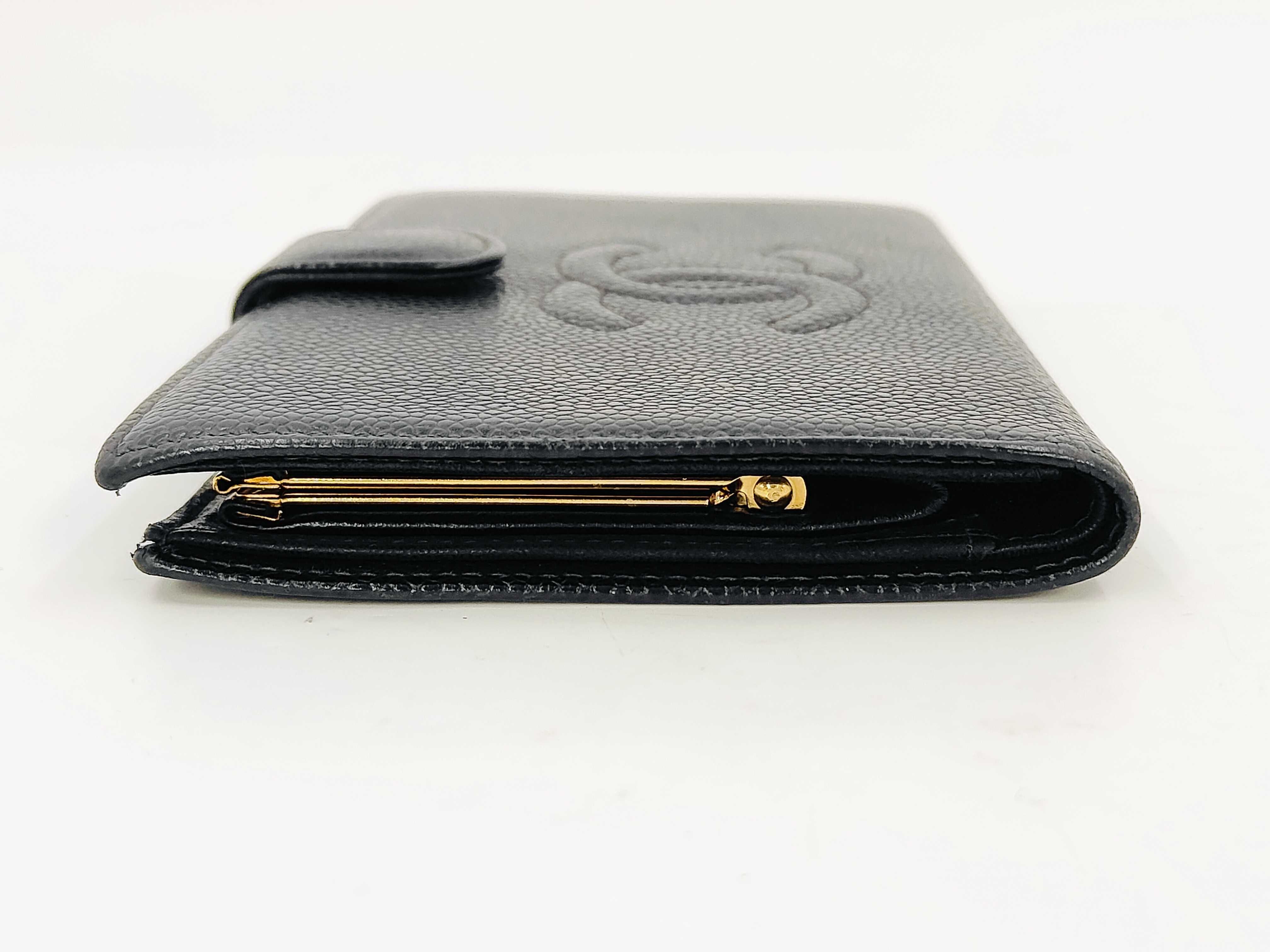 Caviar Leather Bi-fold Wallet, Black, Seal 6558293 — view 6