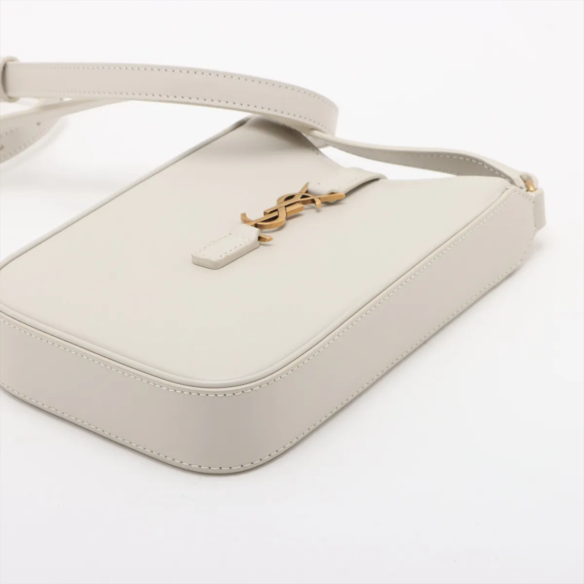 Mini Vertical Leather Shoulder Bag, White, 735214 — view 3