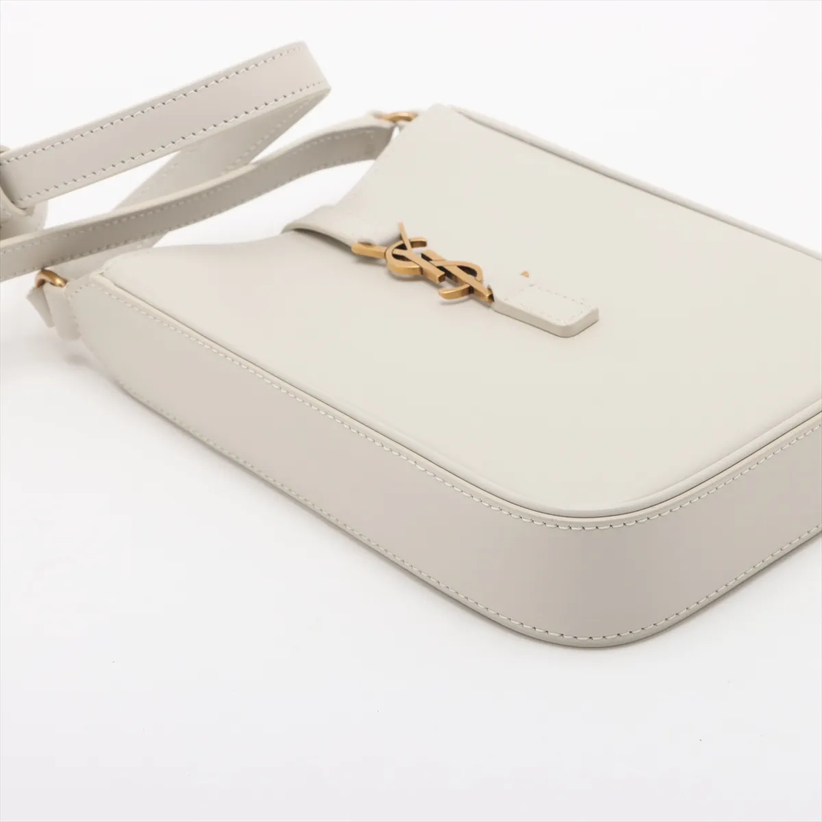 Mini Vertical Leather Shoulder Bag, White, 735214 — view 4