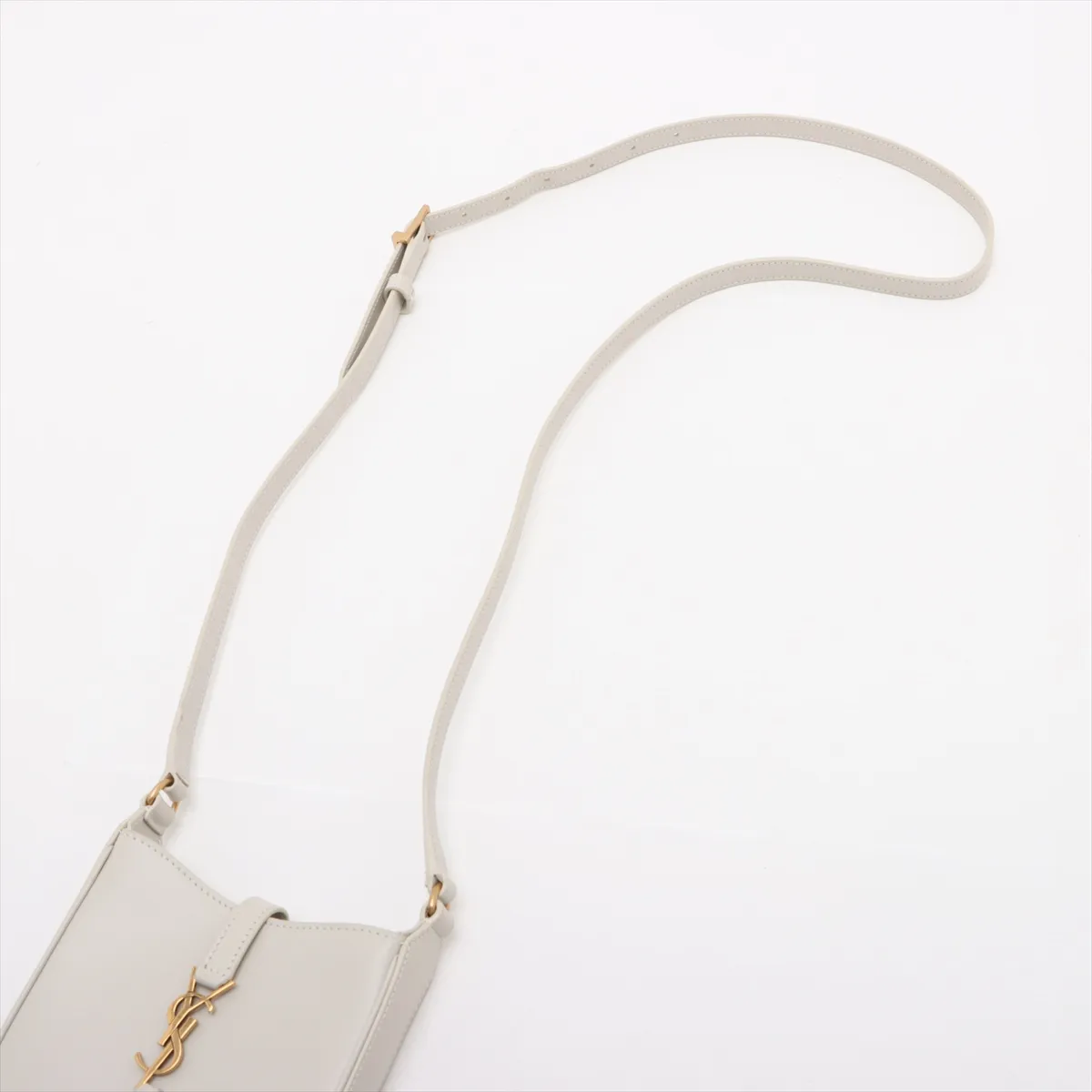 Mini Vertical Leather Shoulder Bag, White, 735214 — view 5