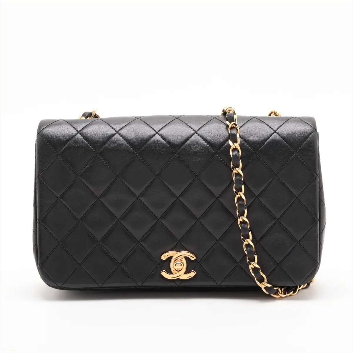 Matelassé Lambskin Single Flap Single Chain Bag, Black with Gold Hardware, Item No. 1383346 (Serial Number 1)