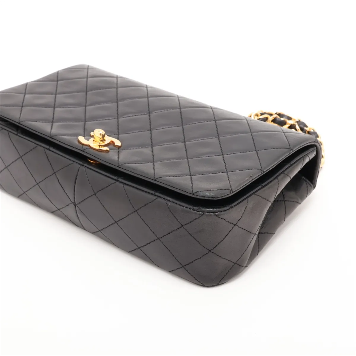 Matelassé Lambskin Single Flap Single Chain Bag, Black with Gold Hardware, Item No. 1383346 (Serial Number 1) — view 3