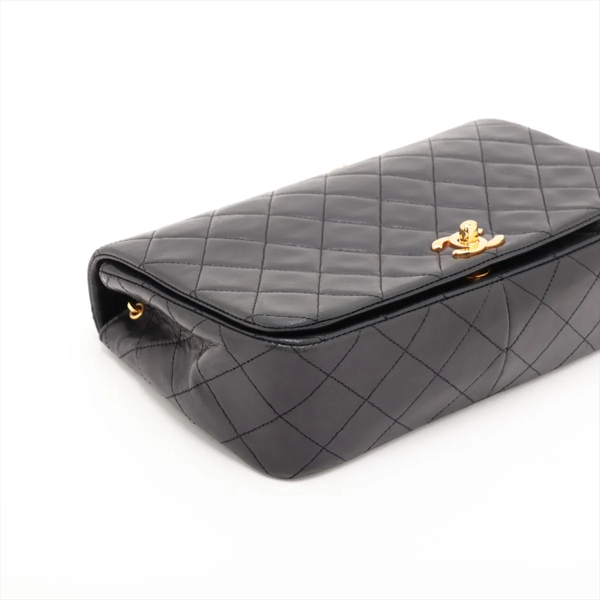Matelassé Lambskin Single Flap Single Chain Bag, Black with Gold Hardware, Item No. 1383346 (Serial Number 1) — view 4