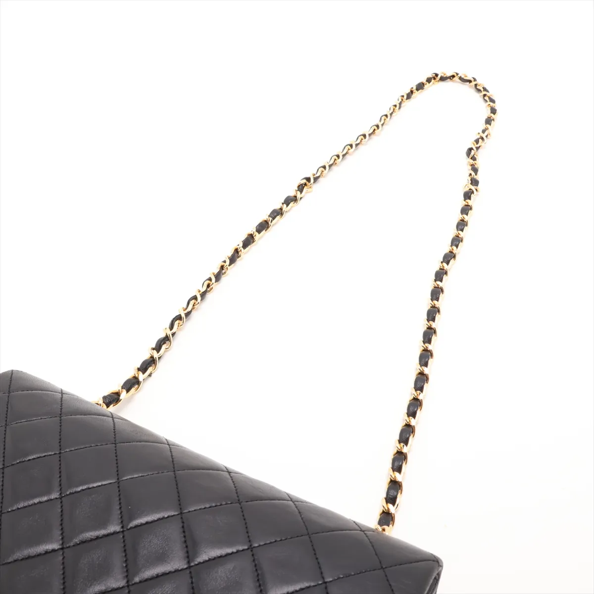 Matelassé Lambskin Single Flap Single Chain Bag, Black with Gold Hardware, Item No. 1383346 (Serial Number 1) — view 5