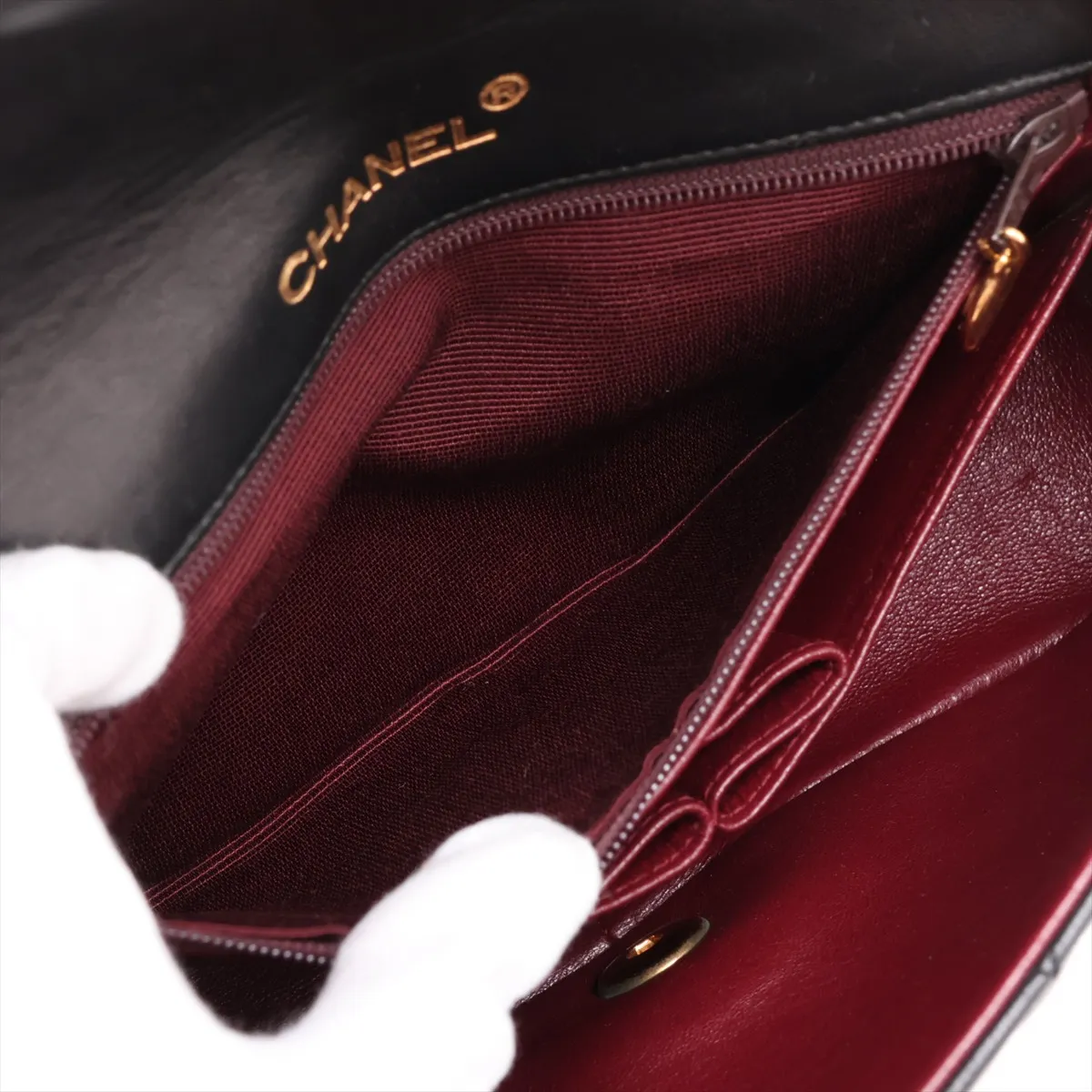 Matelassé Lambskin Single Flap Single Chain Bag, Black with Gold Hardware, Item No. 1383346 (Serial Number 1) — view 9