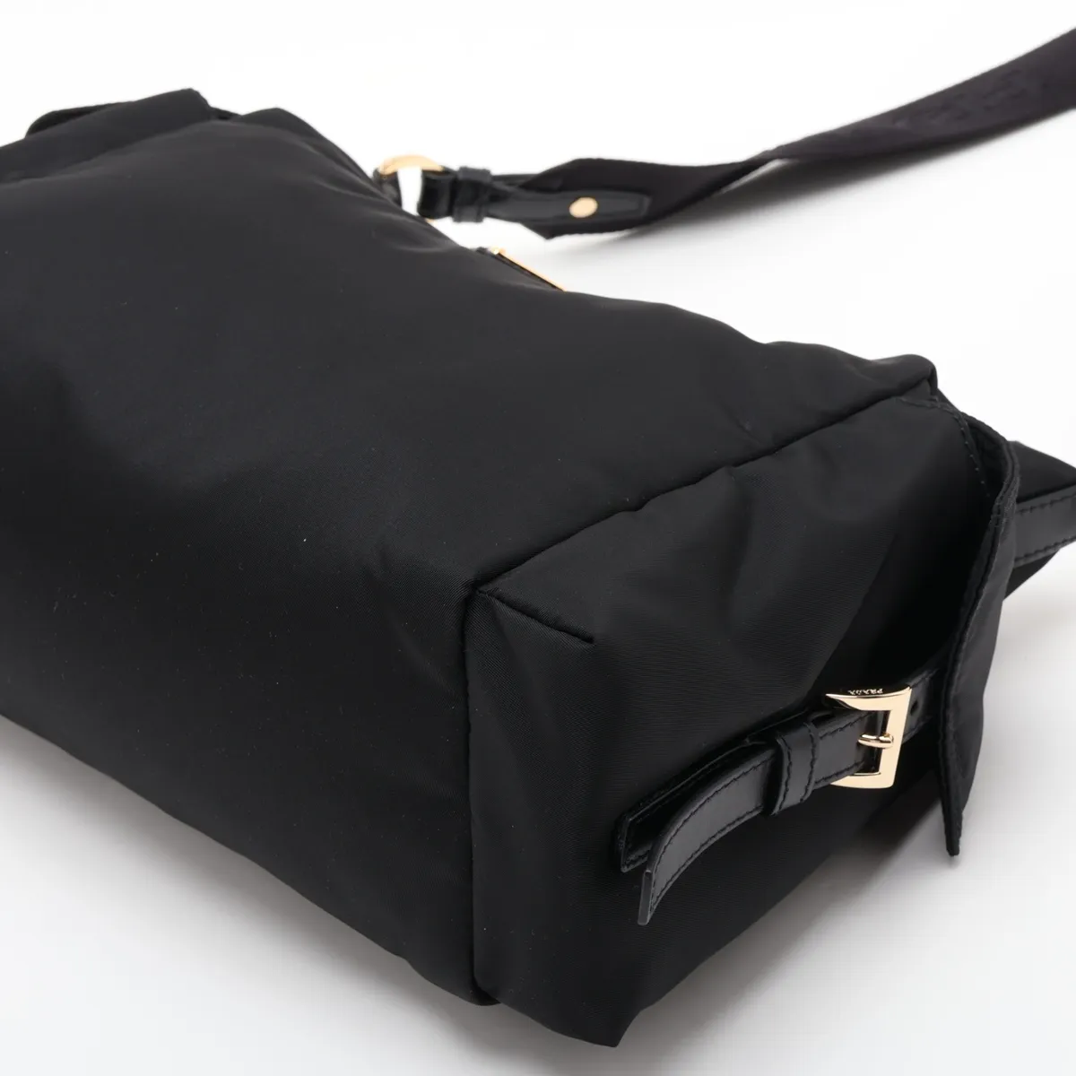 Tessuto Nylon x Leather Shoulder Bag, Black — view 3