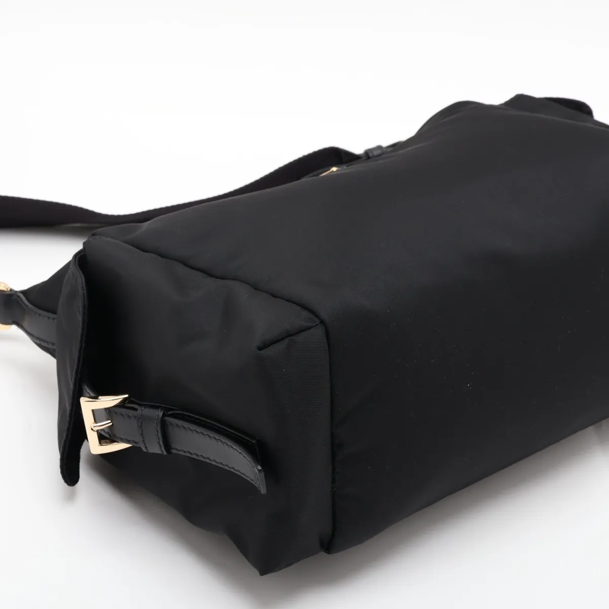 Tessuto Nylon x Leather Shoulder Bag, Black — view 4