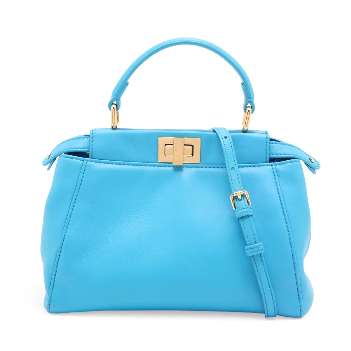 Mini Peekaboo 8BN244 Leather 2-Way Handbag, Blue