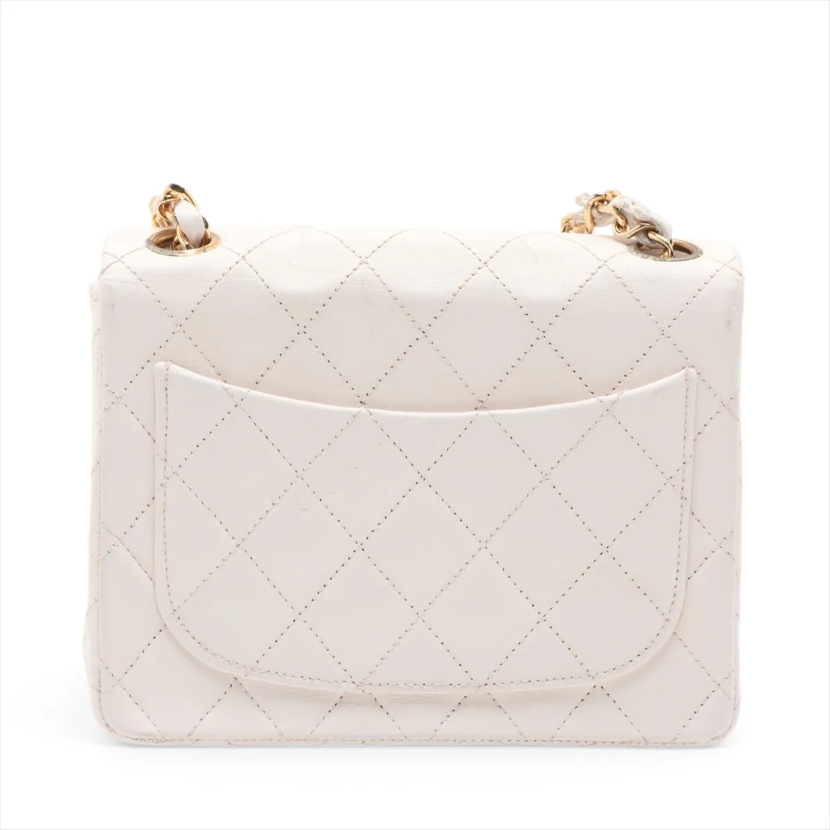 Mini Matelassé 17 Lambskin Single Flap Single Chain Bag, White with Gold Hardware, 0606091, Serial Number 0-series, A01115 — view 2