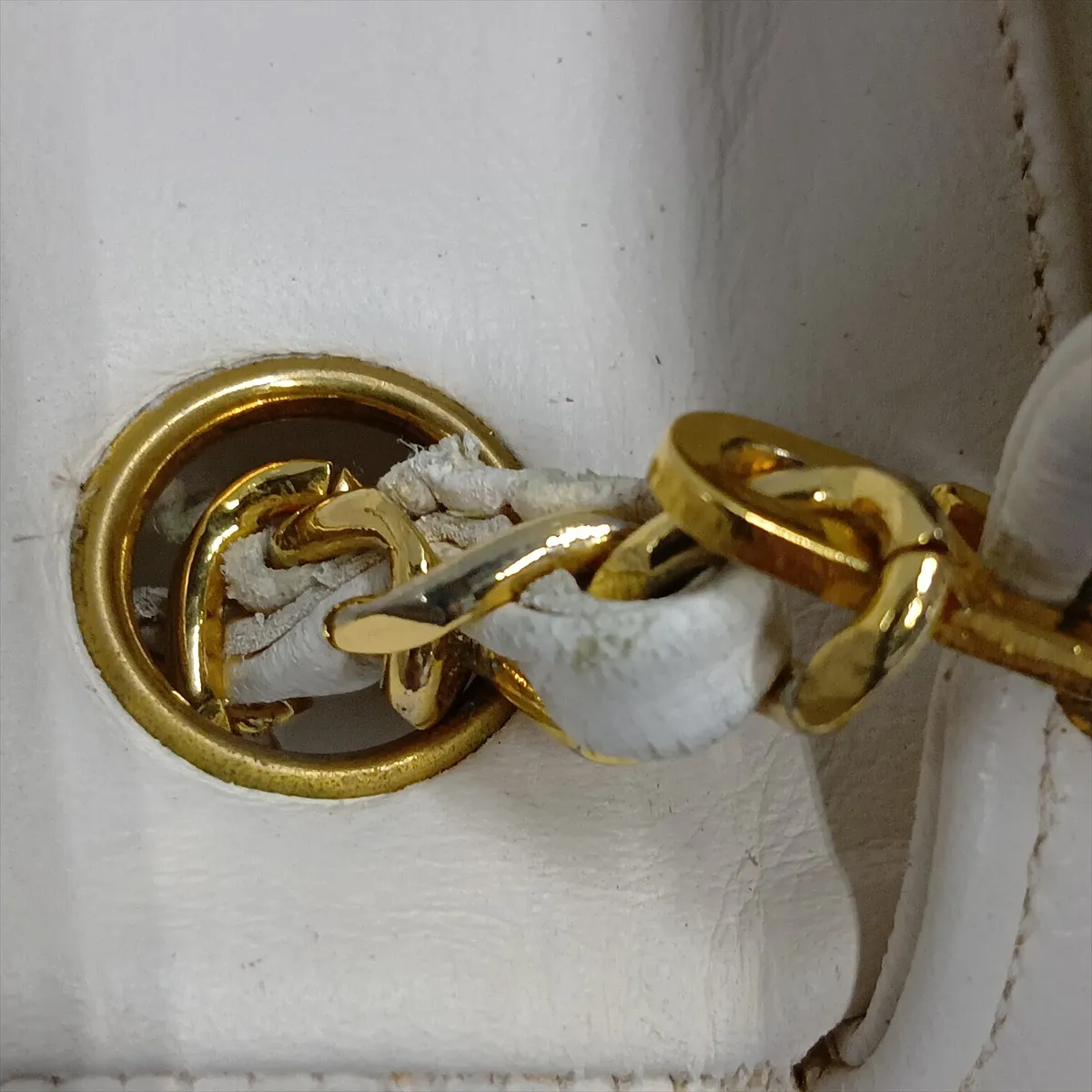 Mini Matelassé 17 Lambskin Single Flap Single Chain Bag, White with Gold Hardware, 0606091, Serial Number 0-series, A01115 — view 13