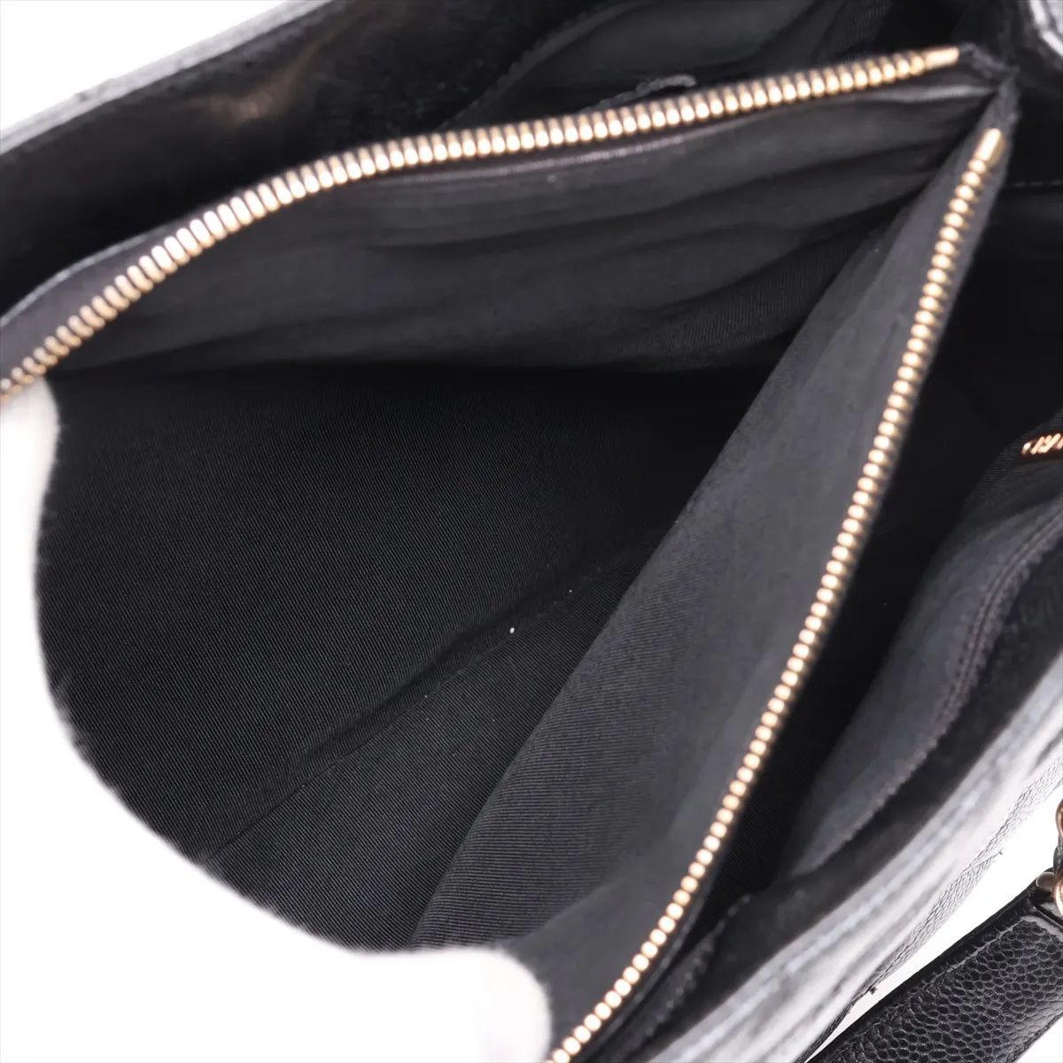GST Caviar Skin Chain Tote Bag, Black with Gold Hardware — view 9