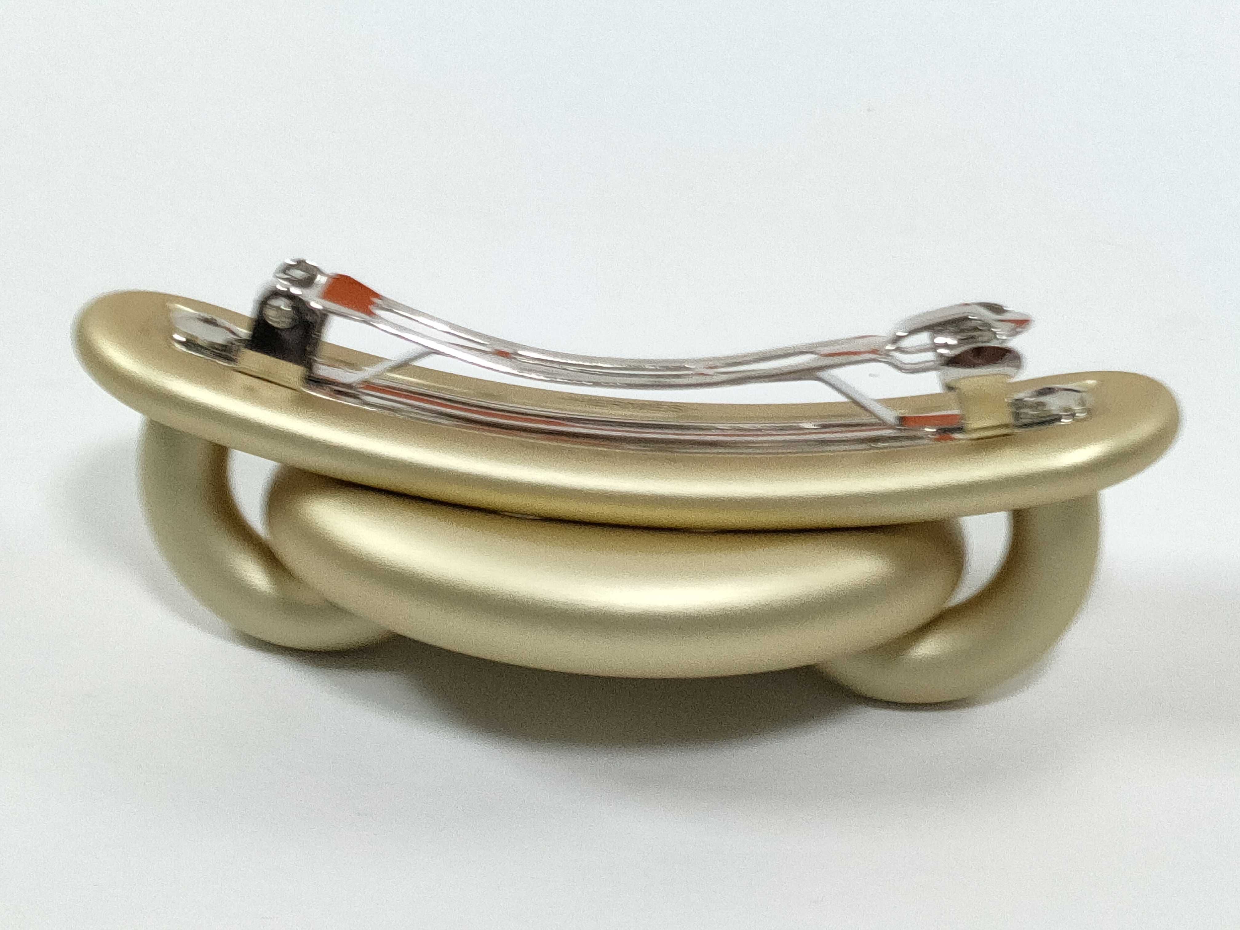 Trimaillon PM Barrette, Matte Gold x Silver Hardware, Unused, Hair Accessory — view 3