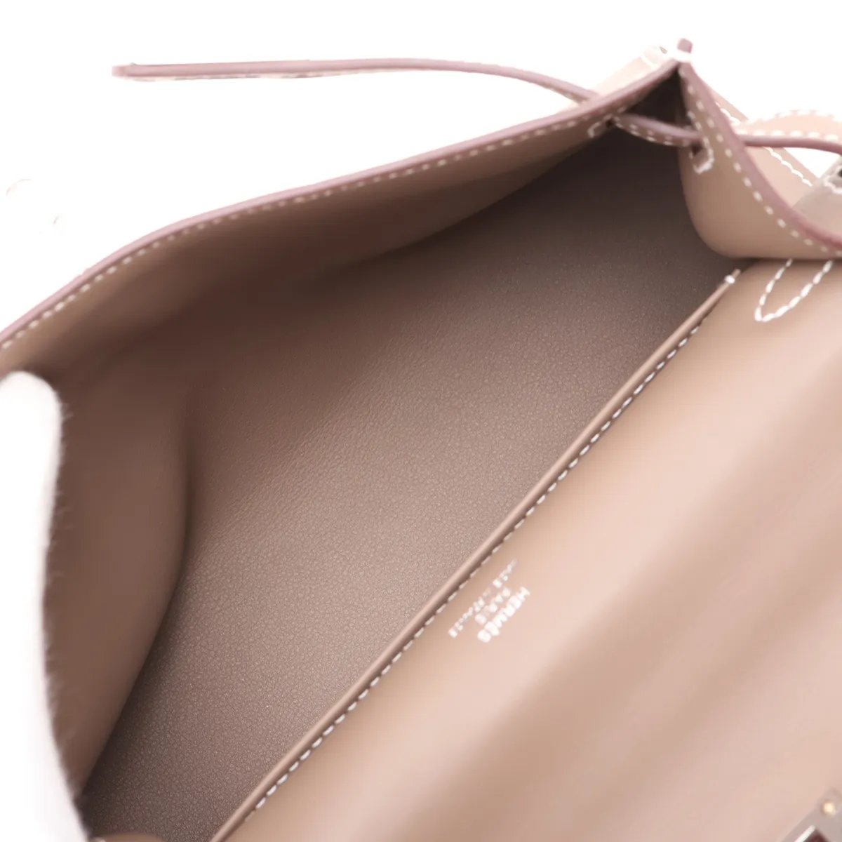 [Individually packaged] Hermes Pochette Kelly Mini, Veau Swift, Etoupe, Silver Hardware, G: 2026 — view 7