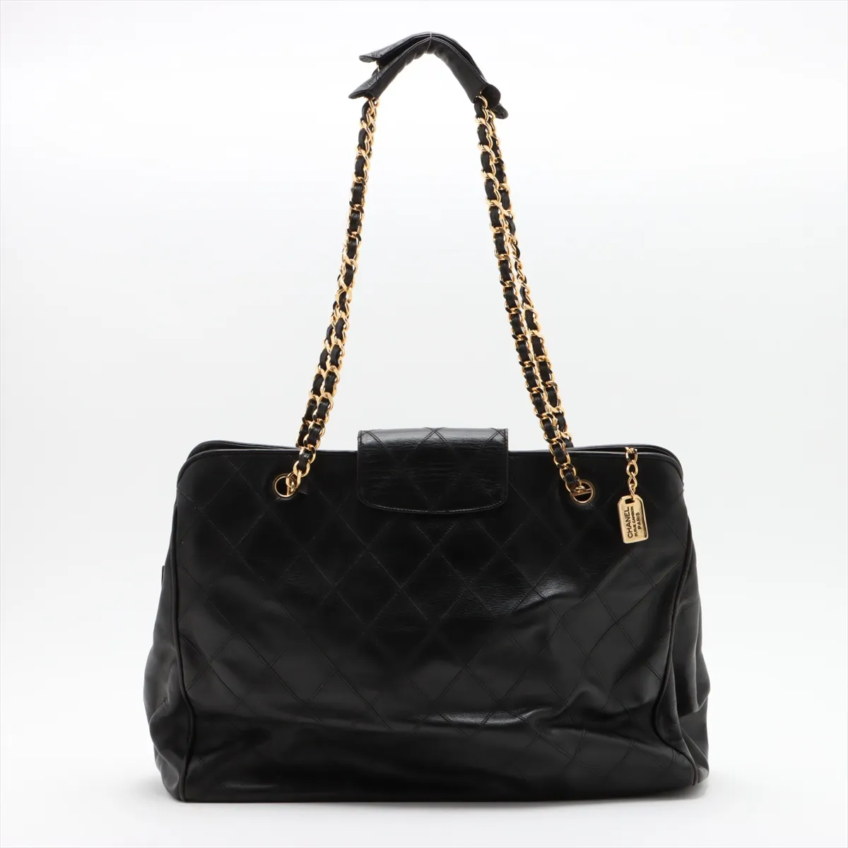 [Individually wrapped] Chanel Supermodel Leather Chain Tote Bag Bicolore Black Gold Hardware — view 2