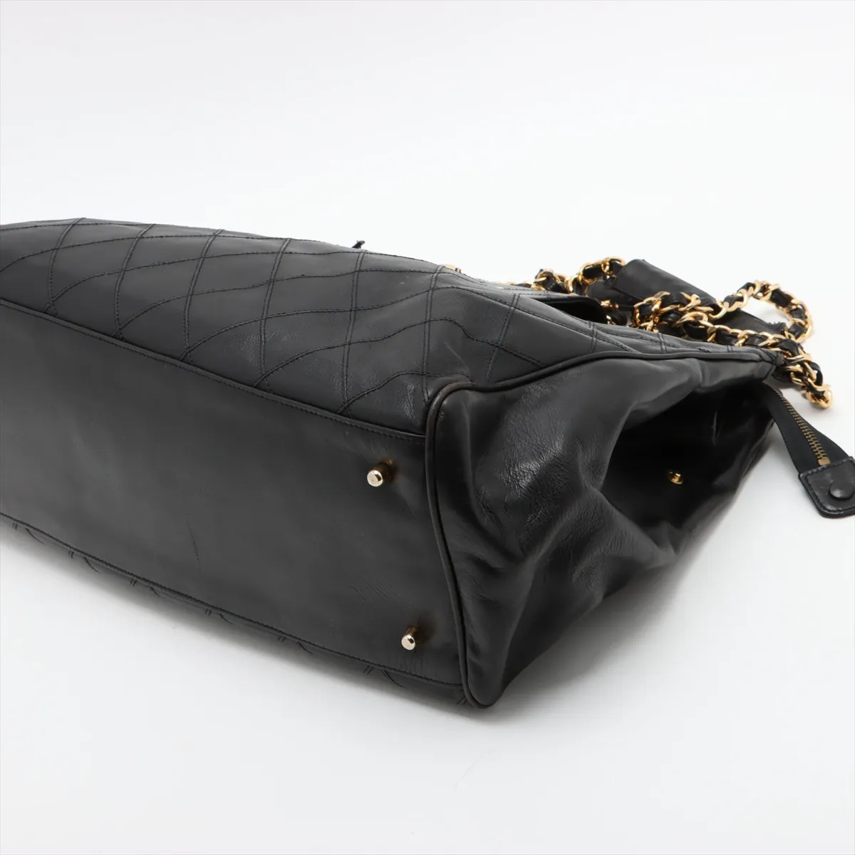 [Individually wrapped] Chanel Supermodel Leather Chain Tote Bag Bicolore Black Gold Hardware — view 3