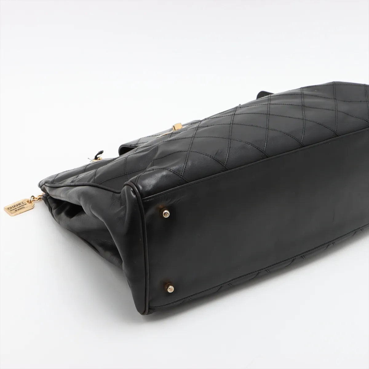 [Individually wrapped] Chanel Supermodel Leather Chain Tote Bag Bicolore Black Gold Hardware — view 4