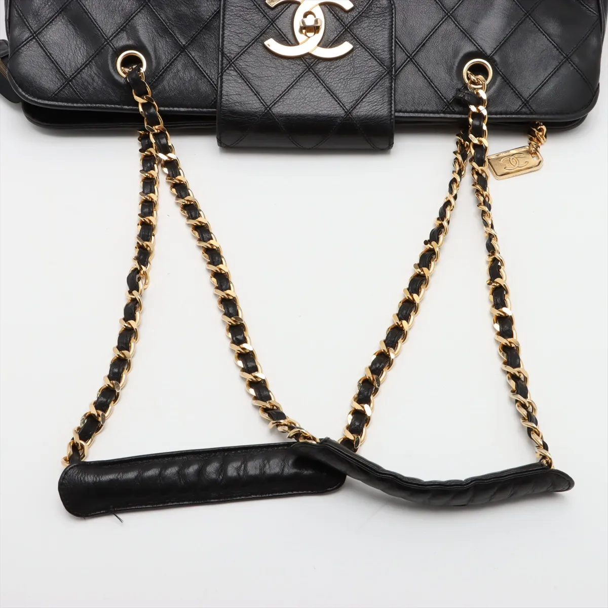 [Individually wrapped] Chanel Supermodel Leather Chain Tote Bag Bicolore Black Gold Hardware — view 5