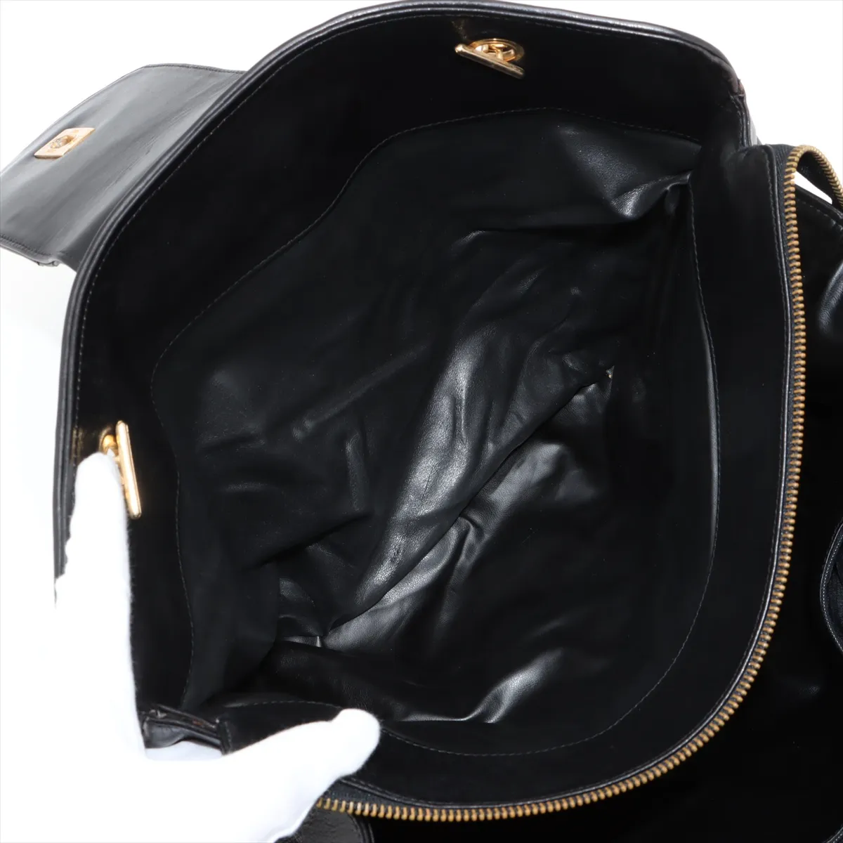 [Individually wrapped] Chanel Supermodel Leather Chain Tote Bag Bicolore Black Gold Hardware — view 8
