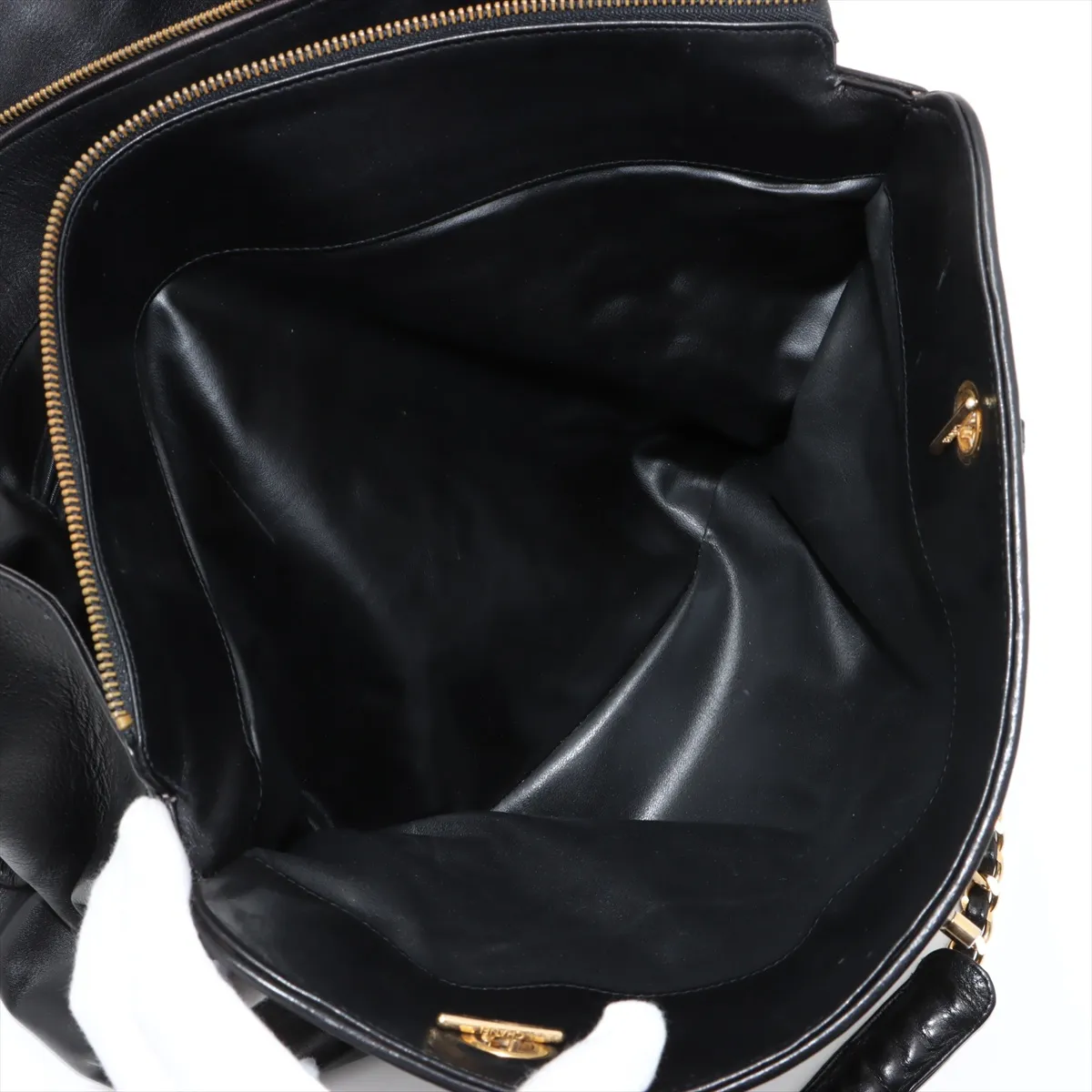 [Individually wrapped] Chanel Supermodel Leather Chain Tote Bag Bicolore Black Gold Hardware — view 9