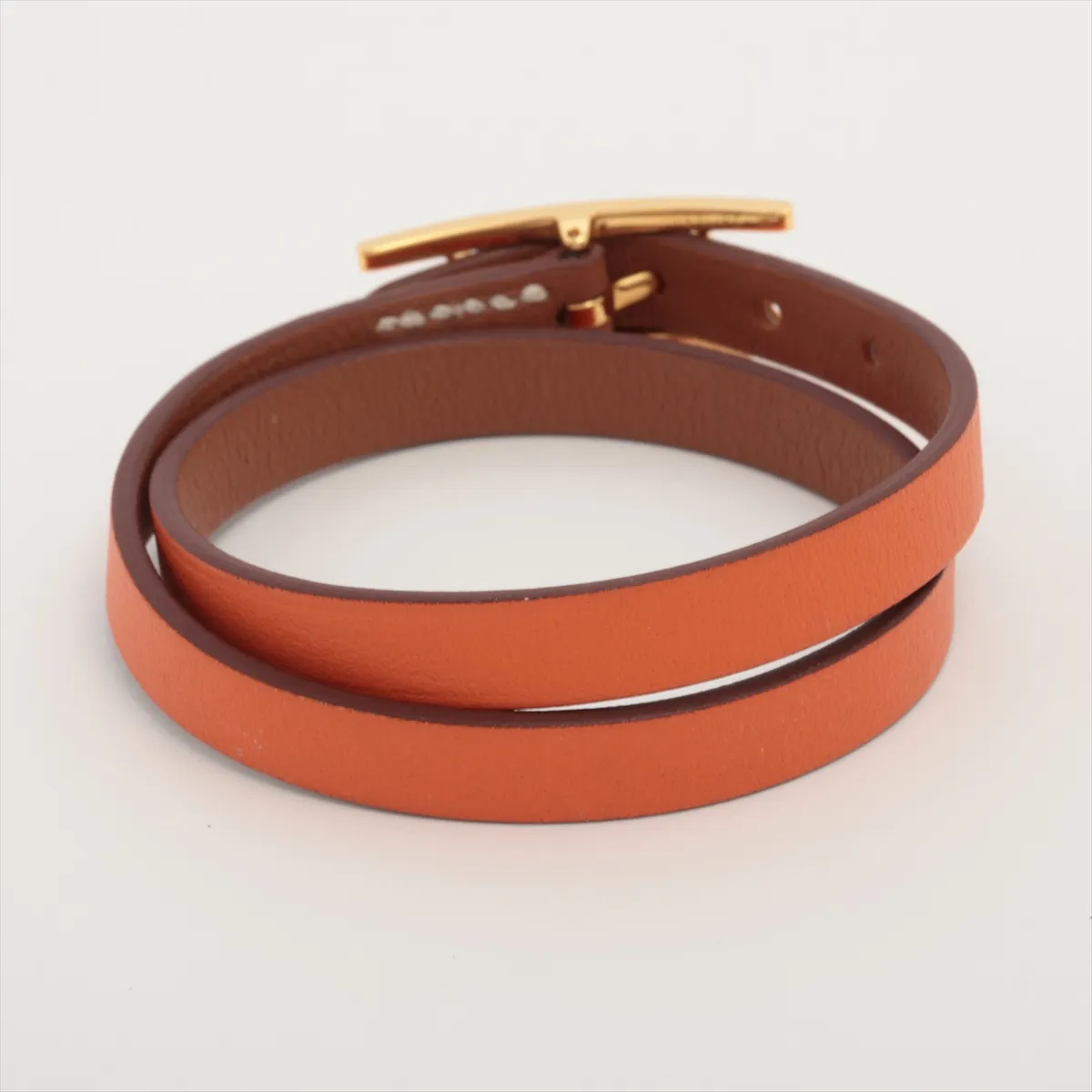 Be Api Double Tour Bracelet T2 GP x Leather Brown x Orange. Shows — view 2