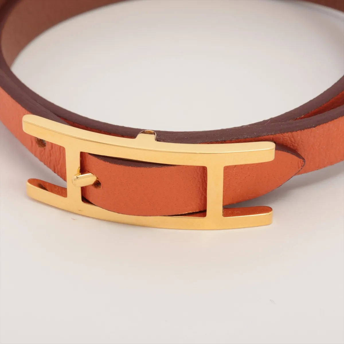 Be Api Double Tour Bracelet T2 GP x Leather Brown x Orange. Shows — view 3