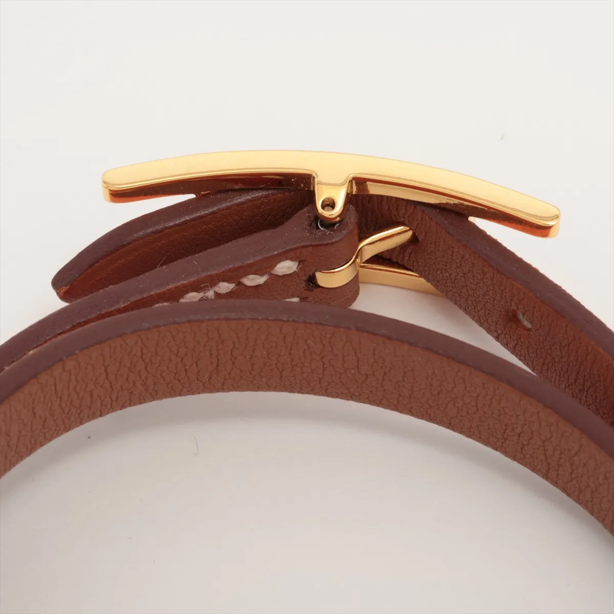 Be Api Double Tour Bracelet T2 GP x Leather Brown x Orange. Shows — view 4