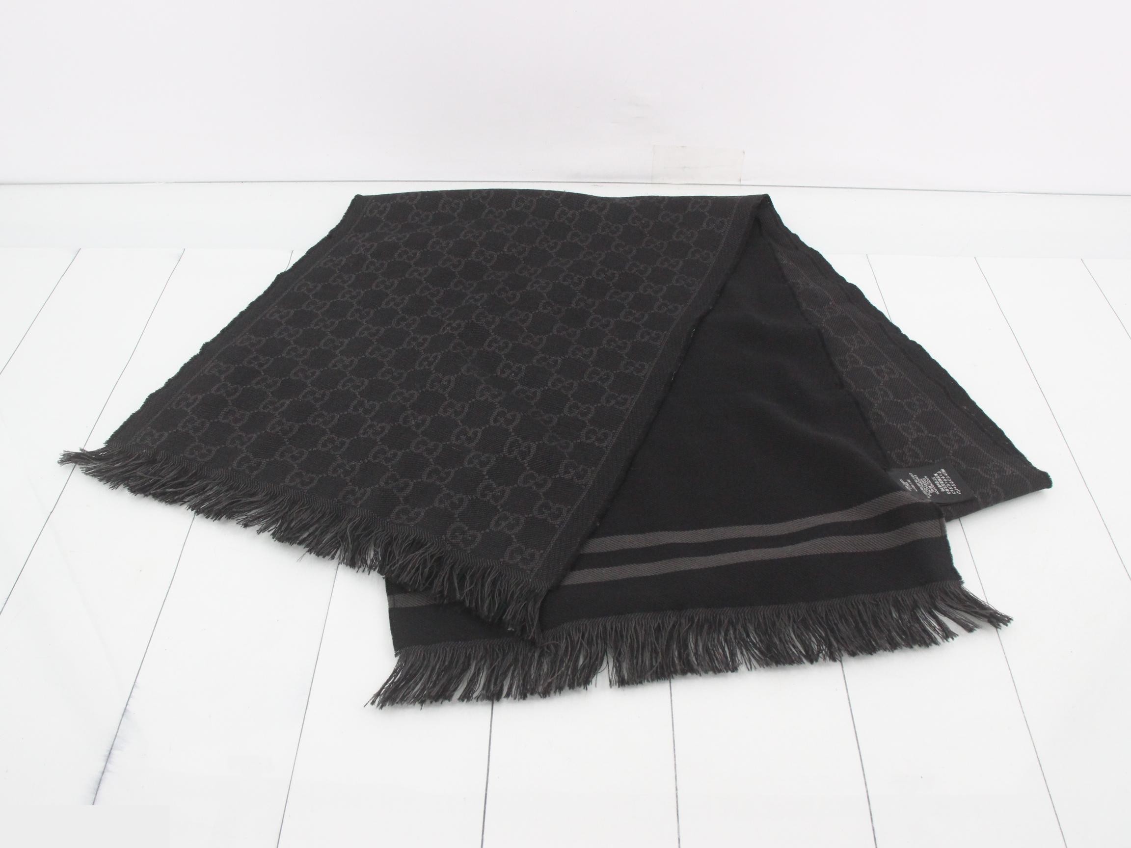new tag GG pattern stole/scarf, gray — view 2