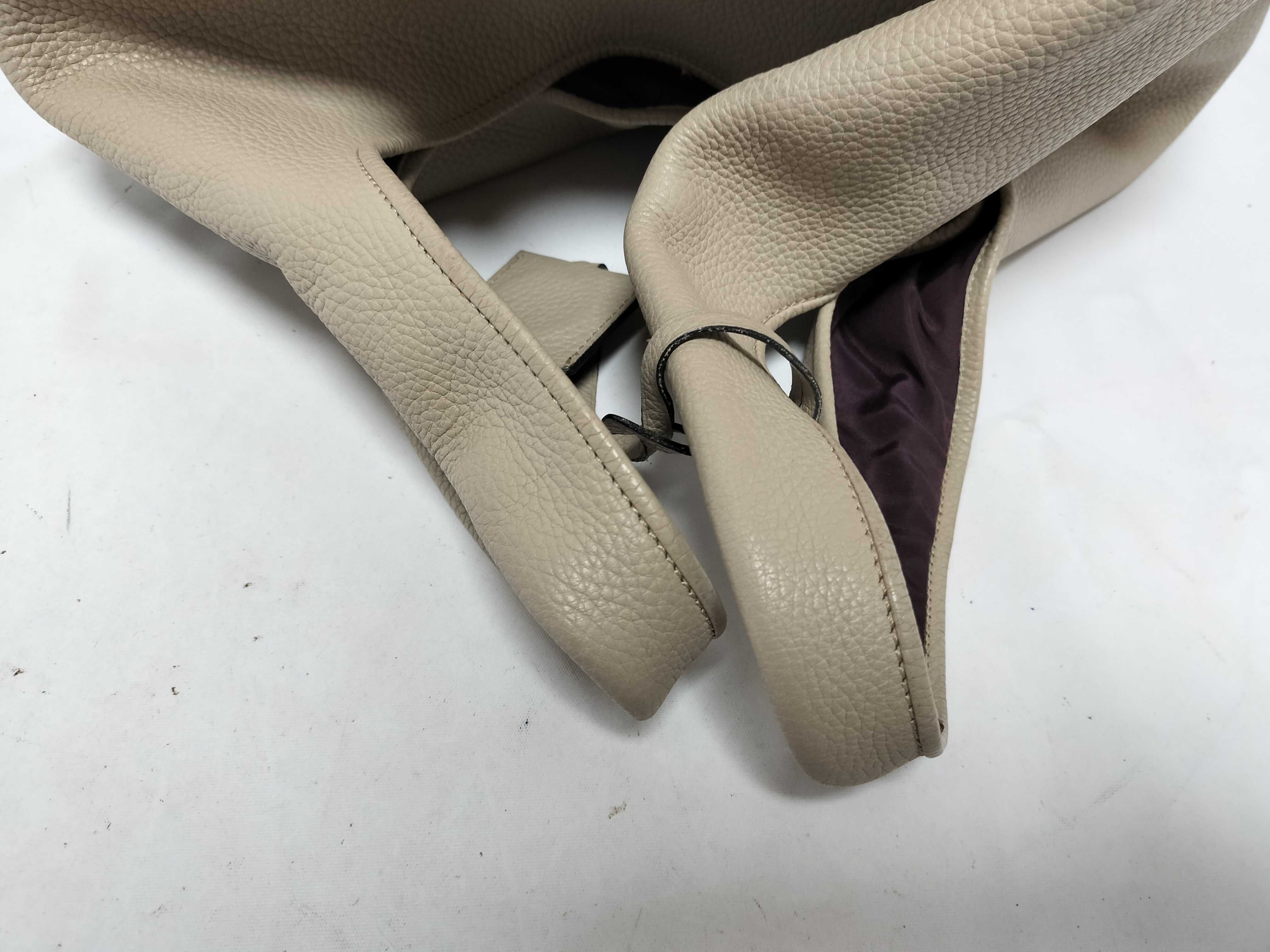 Callie Leather Handbag, Beige — view 3