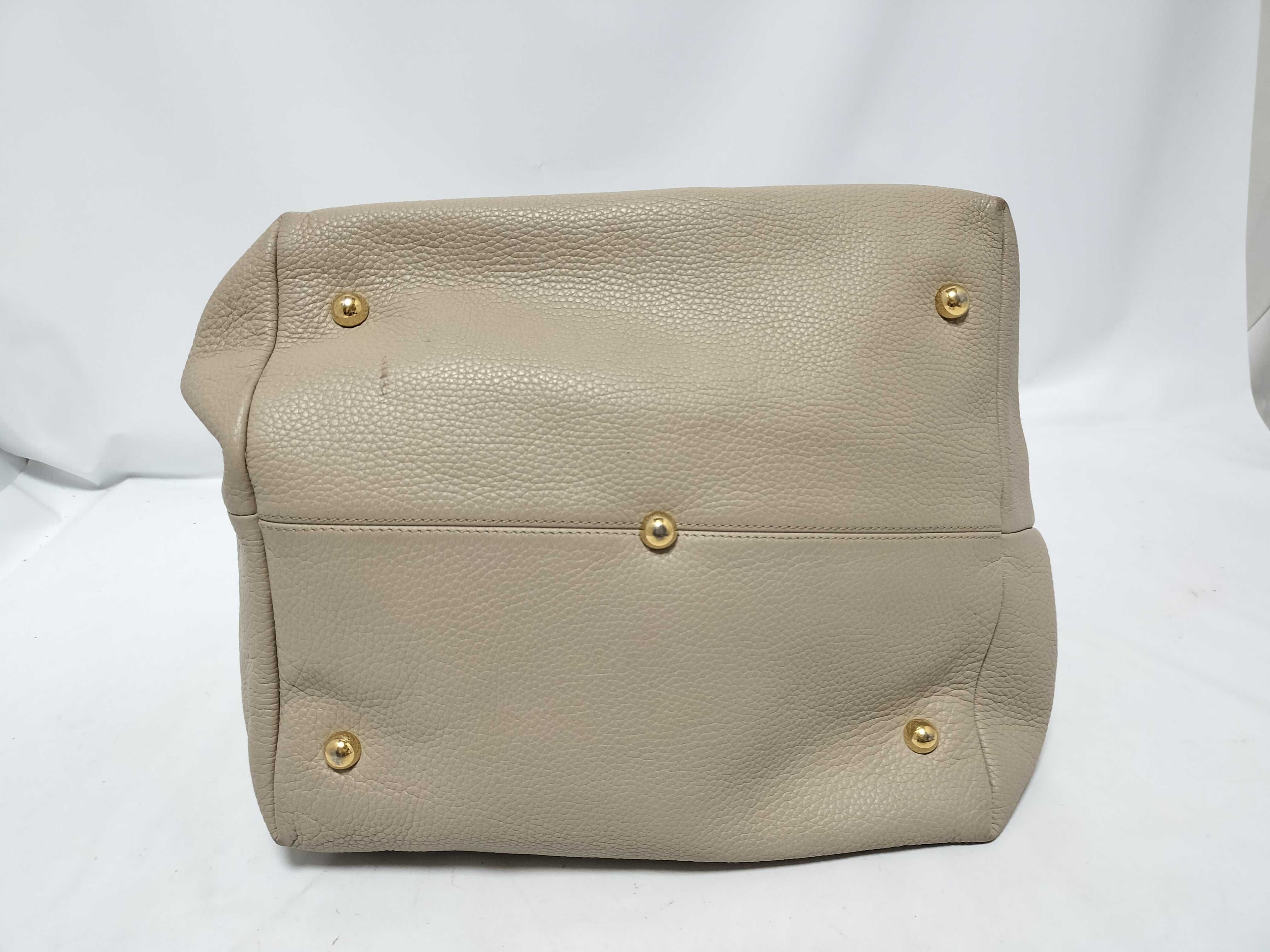 Callie Leather Handbag, Beige — view 6
