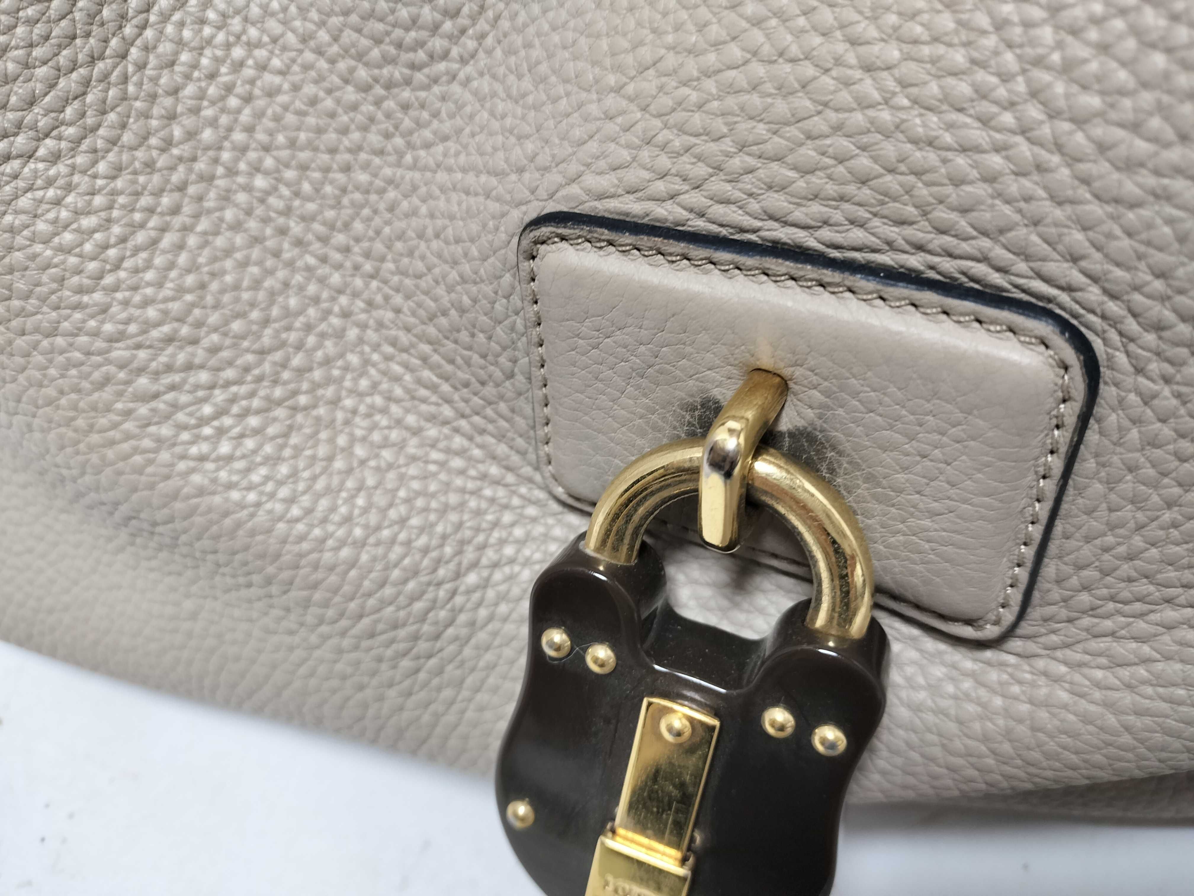 Callie Leather Handbag, Beige — view 9